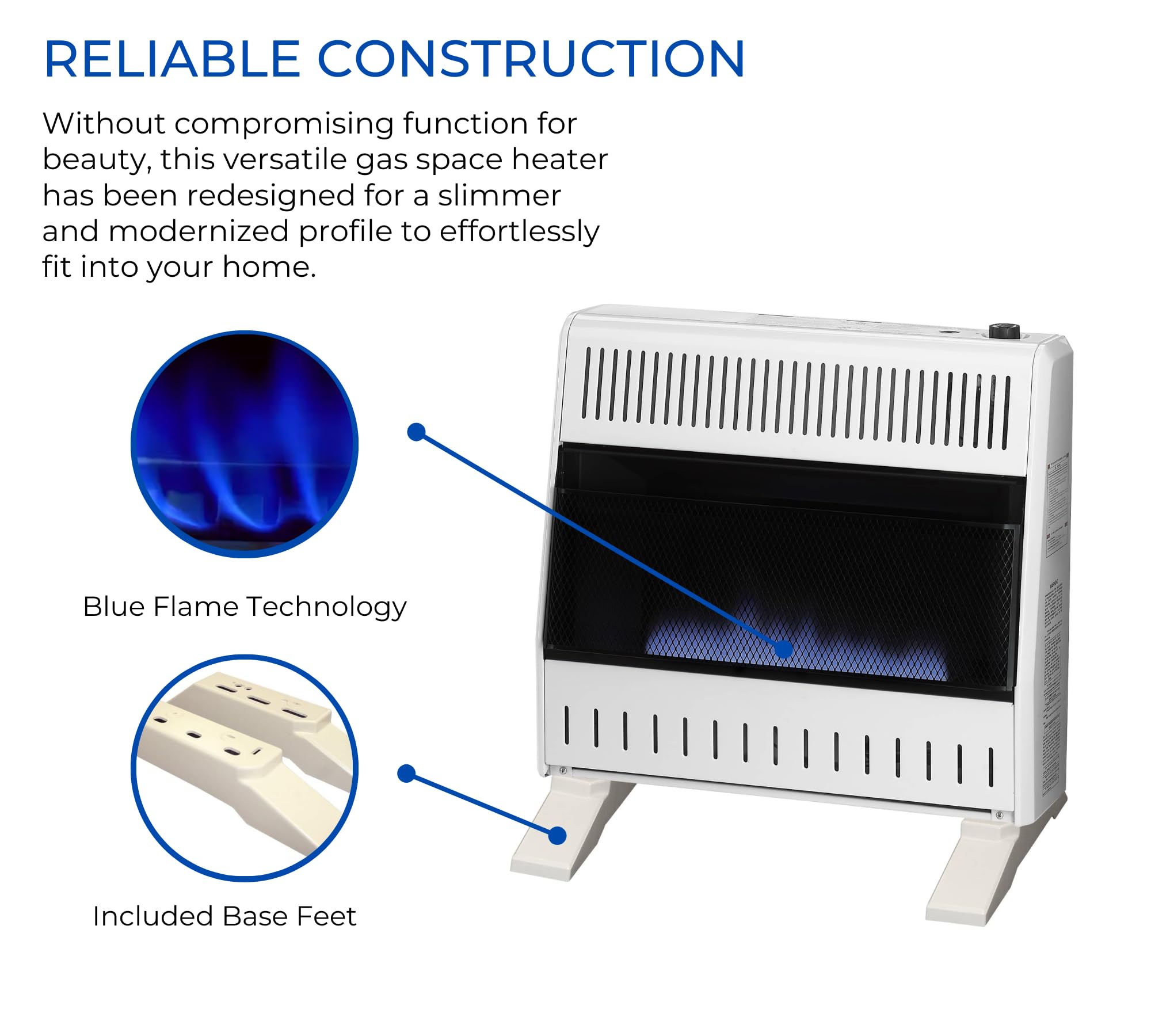 Procom Mn300Tba-B Ventless Natural Gas Blue Flame Space Heater With Thermostat Control For Home And Office Use, 30000 Btu, Heats