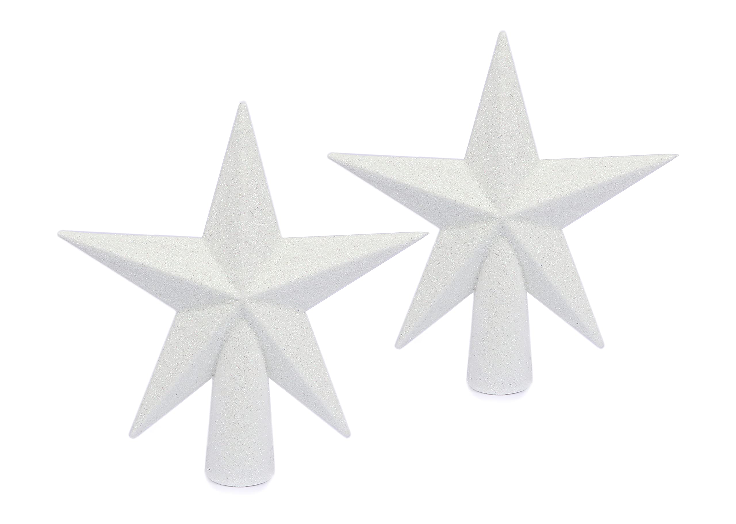 YYCRAFT Glitter Star Tree Topper 6 Inch Christmas Decoration-2 Pack,White