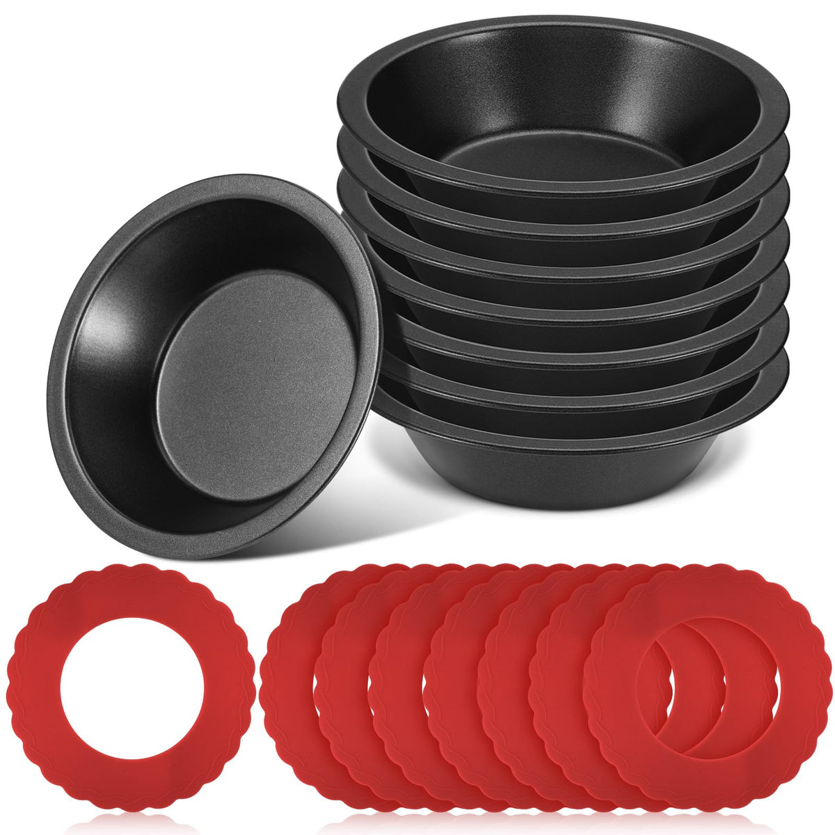 Pie Dish Set Including Mini Pie Pans Nonstick 5 Inch Mini Metal Bakeware And Silicone Pie Crust Protector 3.5-6.4 Inch Kitchen P