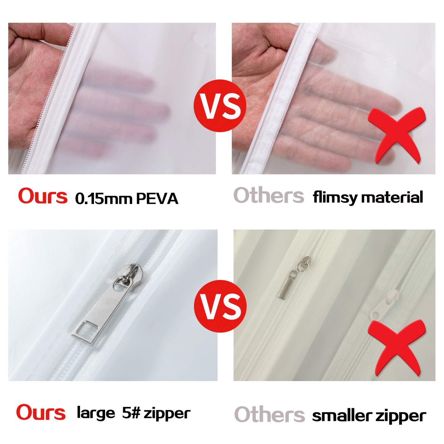 MsKitchen Garment Bags - Clear 24"x40" Dress Covers with Cedar Balls, 6 Pack, Translucent Plastic Protectors for Closet Storage