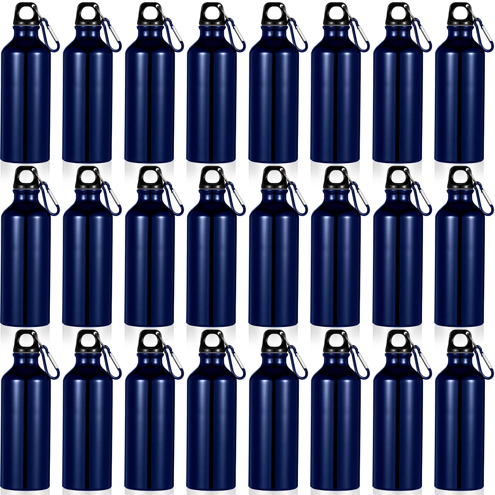 Gandeer 24 Pcs Aluminum Water Bottle 17oz Aluminum Reusable Bottles with Clips Sports Lightweight Water Multipack Easy Carry Lea