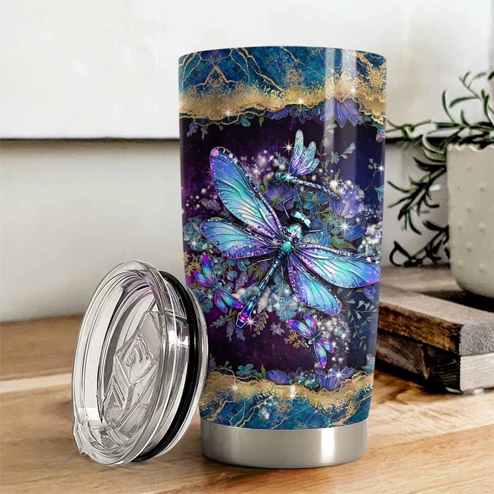 Dragonfly Tumbler 20oz Stainless Steel Insulated Coffee Travel Mug Cup Dragonfly Gifts for Women Girls on Birthday Christmas Mot