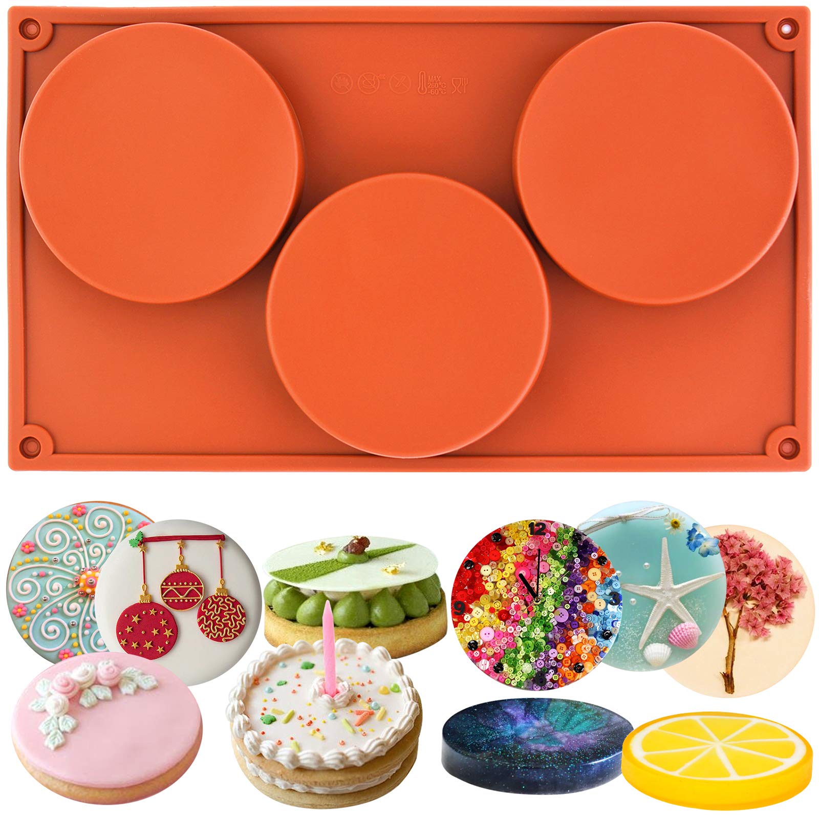 Funshowcase Large Round Disc Candy Silicone Mold 3-Cavity