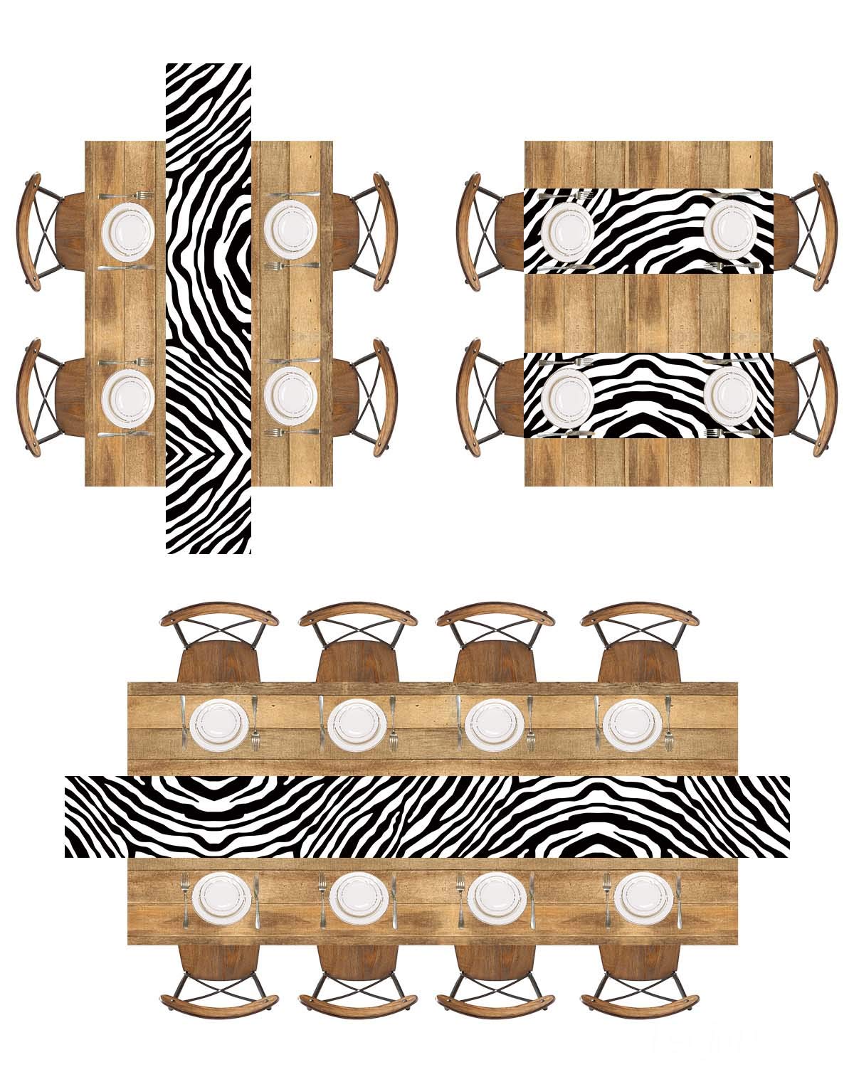 Zebra Table Runner Black And White Striped Texture For Winter Dinner Jungle Theme Birthday Parties Supplies Indoor Outdoor Party