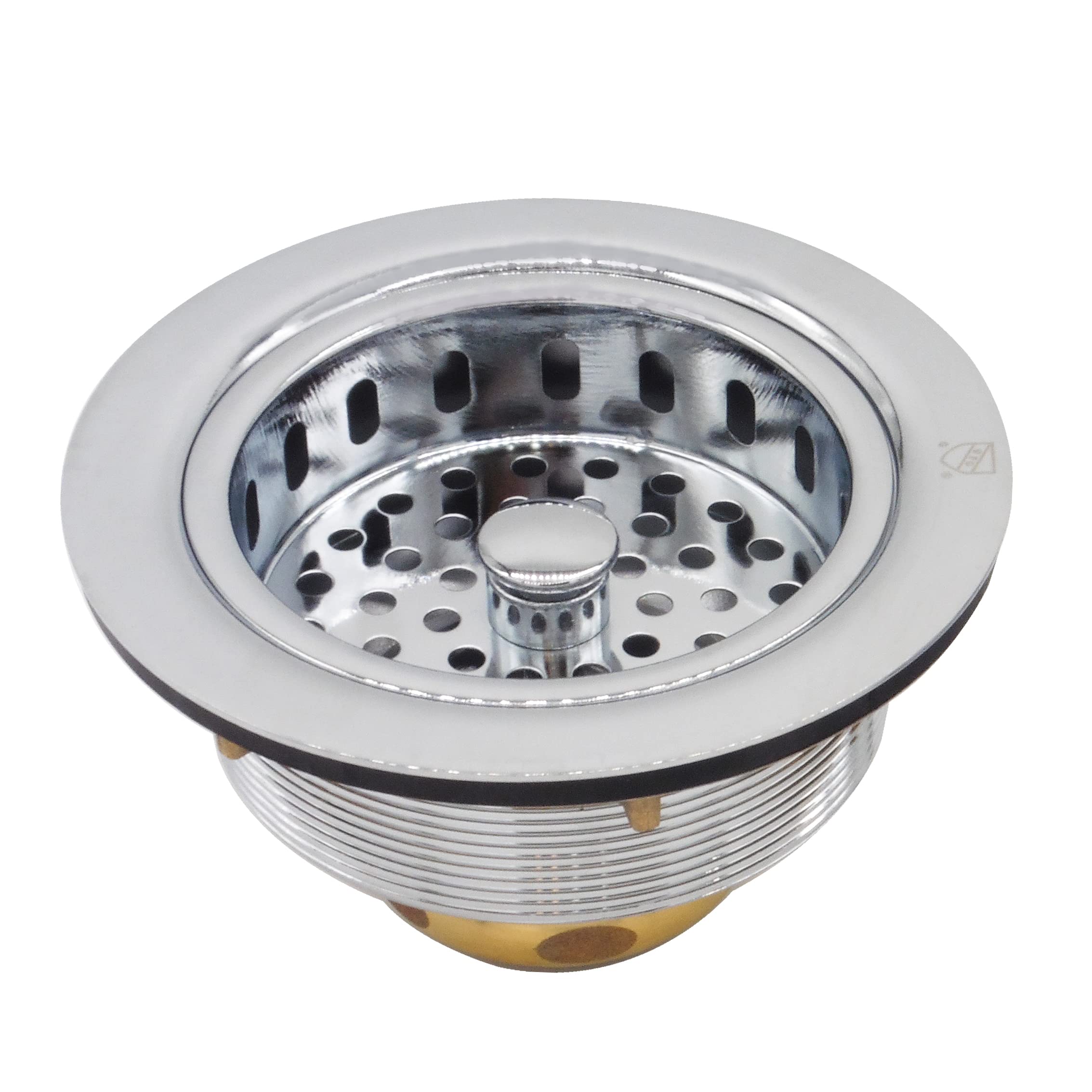 Westbrass D2165-26 Post Style Large Kitchen Basket Strainer With Waste Disposal Flange And Stopper, Polished Chrome