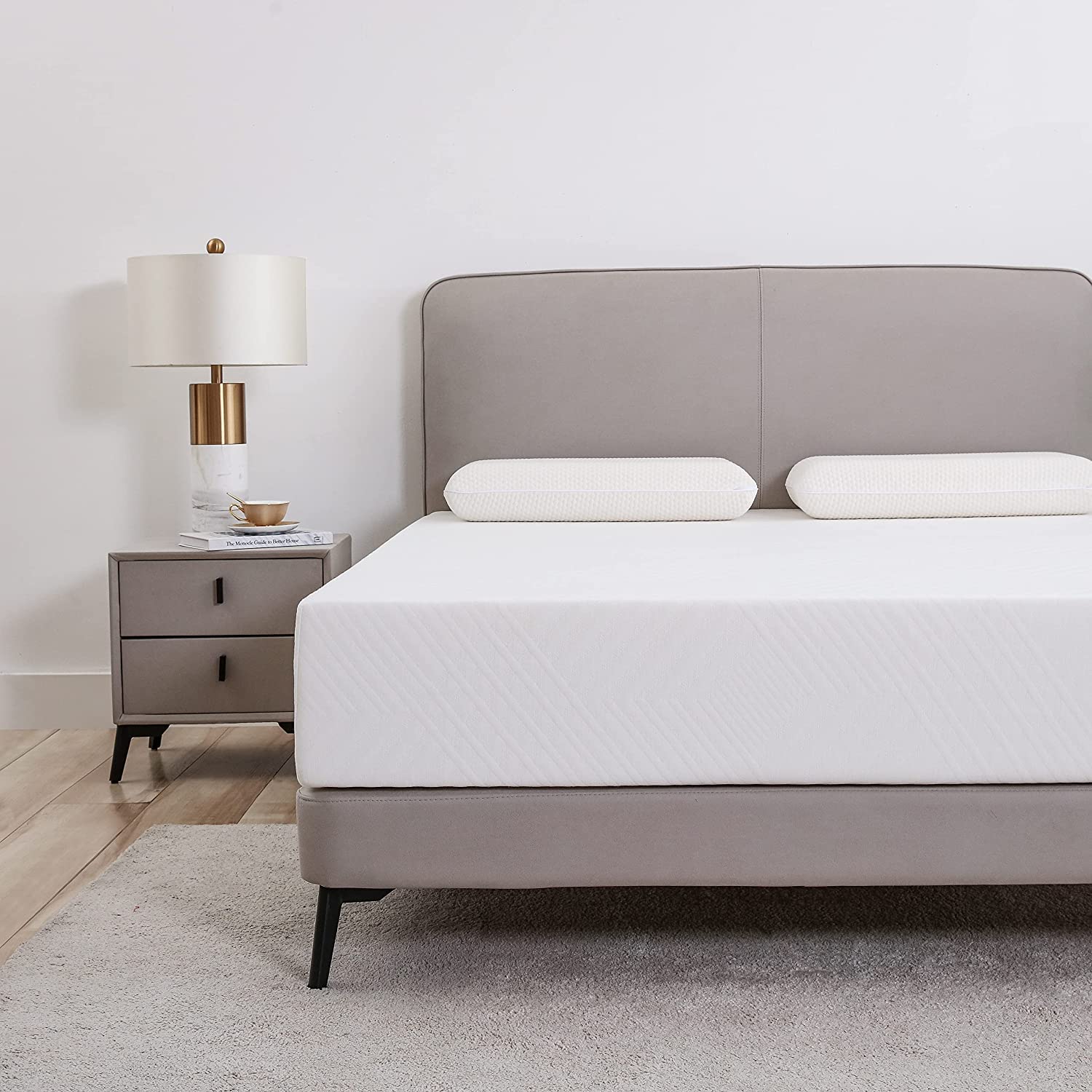 Queen Mattress In A Box, 10 Inch Mattresses Made In Usa For Platform Bed Double Size Daybed, Green Tea Memory Foam Medium Firm