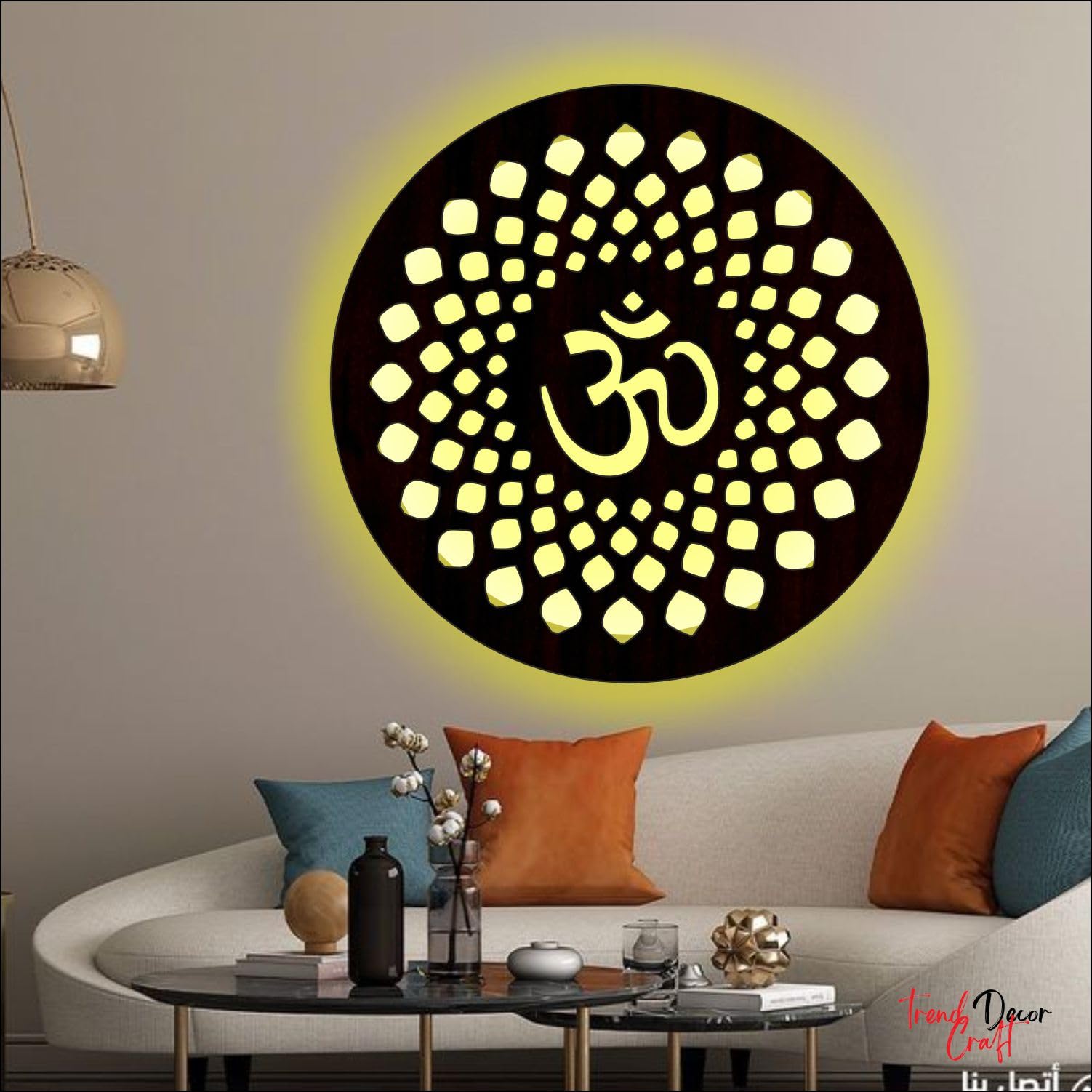 Trenddecor Craft - In Om Mandala Wall Light Led Light Wall Decor For Living Room, Bedroom, Yoga Room, Meditation Room (16 X 16 I