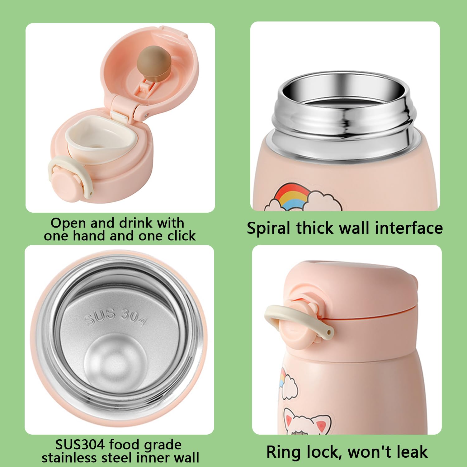 9 Oz Mini Water Bottle Small Stainless Steel Thermoses - Insulated Vacuum, Leak Proof, Keeps Drinks Hot/Cold - Ideal For Coffee,