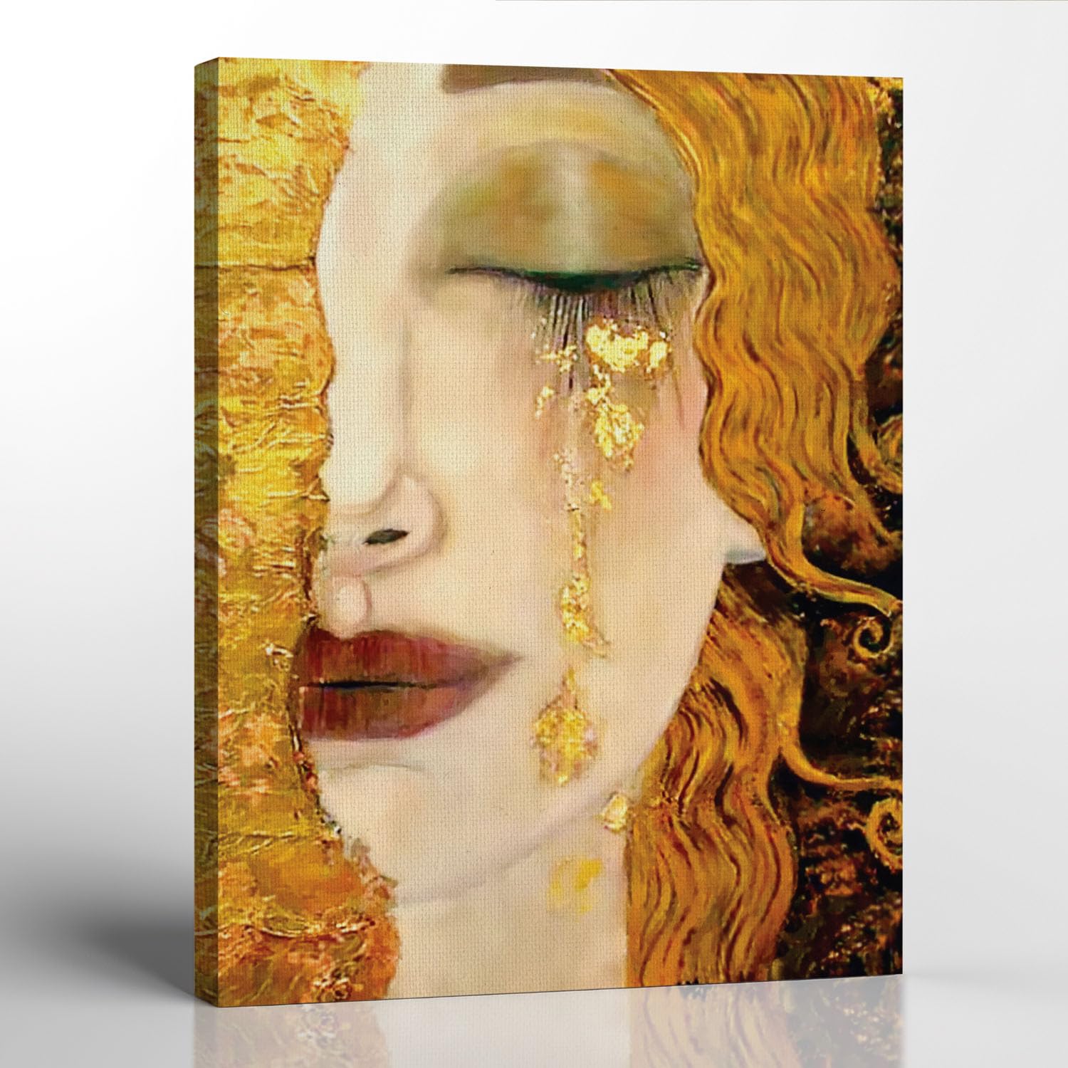 Golden Tears Canvas Frame By Gustav Klimt Wall Art, Ready To Hang For Living Room Home Wall Decor, C2430-16X20