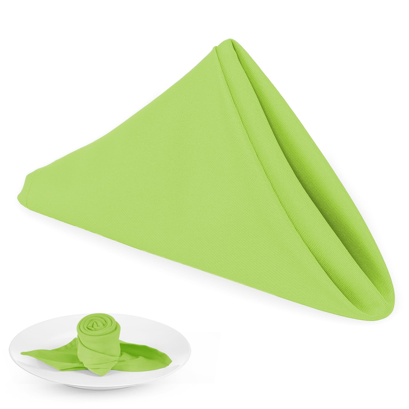 PLOYMONO Apple Green Heavy Duty Cloth Napkins - 17 x 17 Inch Solid Washable Polyester Dinner Napkins - Set of 8 Napkins with Hemmed Edges - Great for Weddings  Parties  Banquets Dinner & More