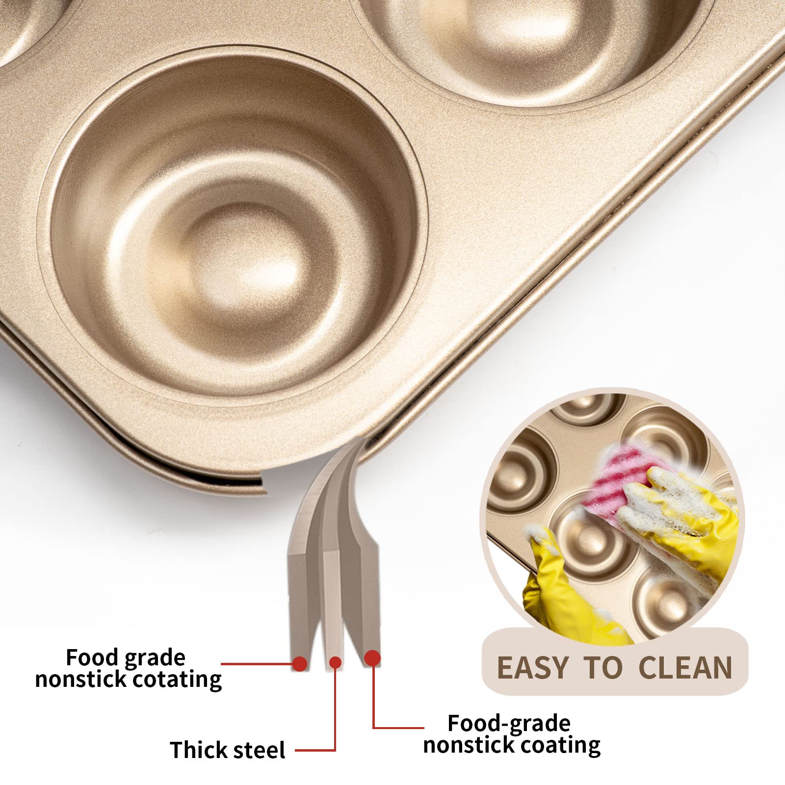 Yomvzake Brownie Bowl Pan 2 Pack, 6 Cavity Mini Round Cake Pan Cantinflas Cake Mold 3 Inch Shortcake Pan Tea Cake Pan Small Lava