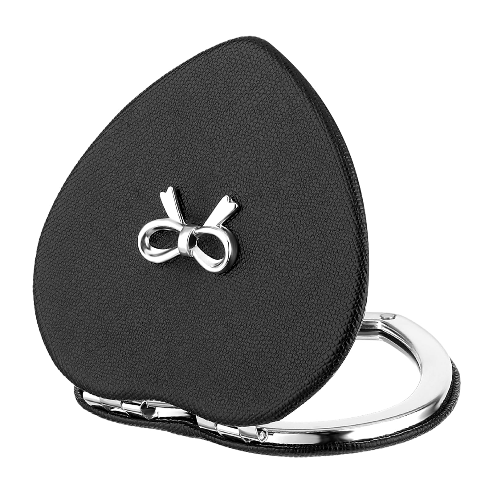 Qianyu Compact Folding Mirror Heart Shaped Double-Sided 1X/2X Magnifying Mirror Cute Mini Glitter Makeup Mirror With Pu Leather