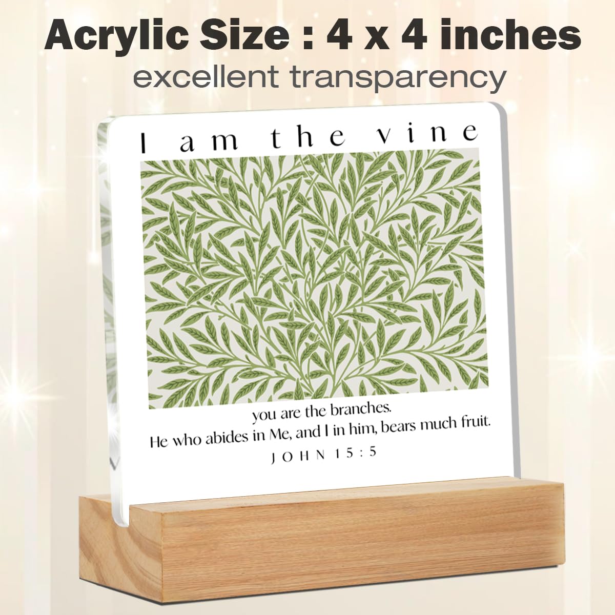 Christian Desk Decor Bible Verse Gifts Scripture I Am the Vine You Are the Branches Acrylic Sign Home Office Decoration
