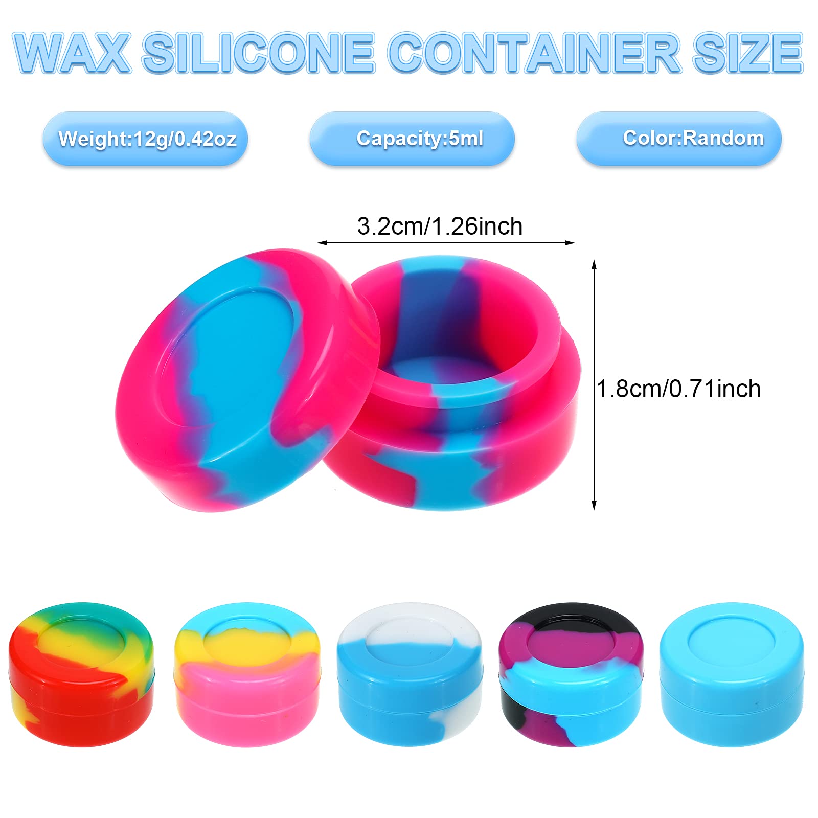 Outus 50 Pieces Silicone Wax Containers Non Stick Silicone Wax Containers Multi Use Storage Jars Oil Concentrate Bottles For Hom