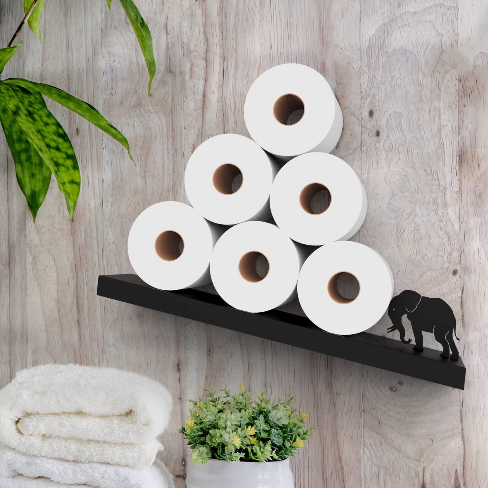 Artori Floating Toilet Paper Shelf Storage - Bathroom Wall Decorations, Tilted Wall Toilet Paper Holder, Mounted Toilet Decor Or