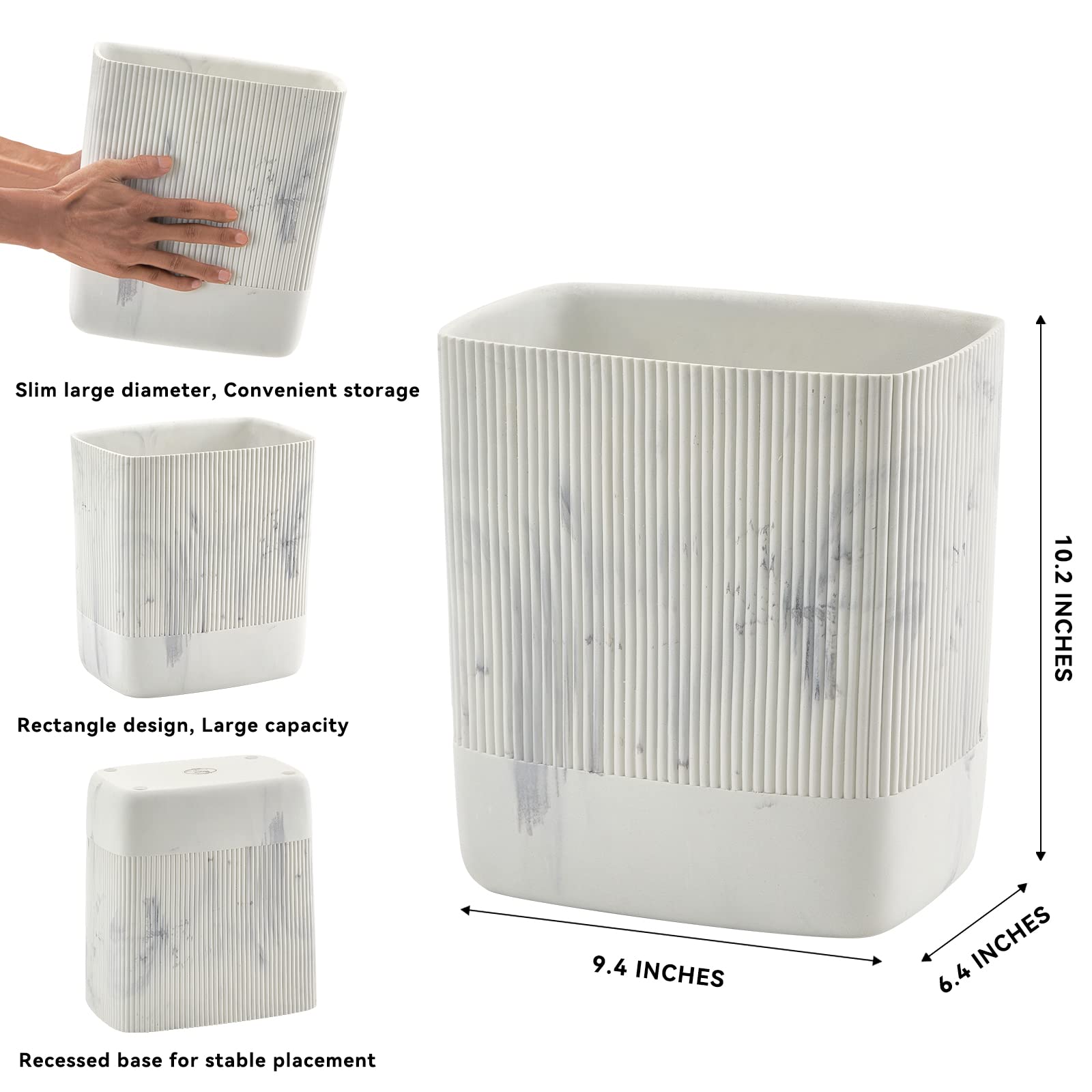Polytree Natural Travertine Textures Bathroom Trash Can 1.8 Gallon(7 Liter) Small Kitchen Garbage Can,Living Room Bedroom Trash