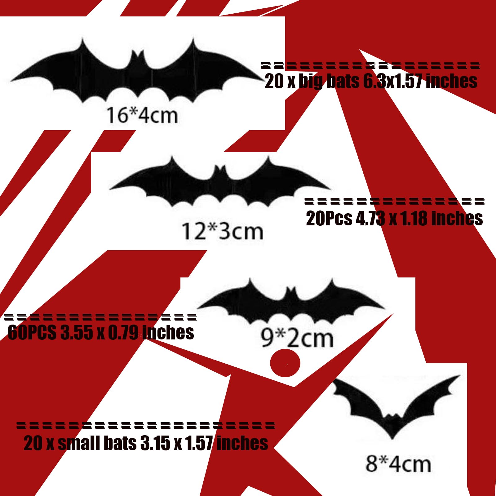 Emopeak Bats Wall Decor 120Pcs, Halloween 3D Bat Decoration Stickers Waterproof Black Spooky Bats Suitable For Home Decor Room D