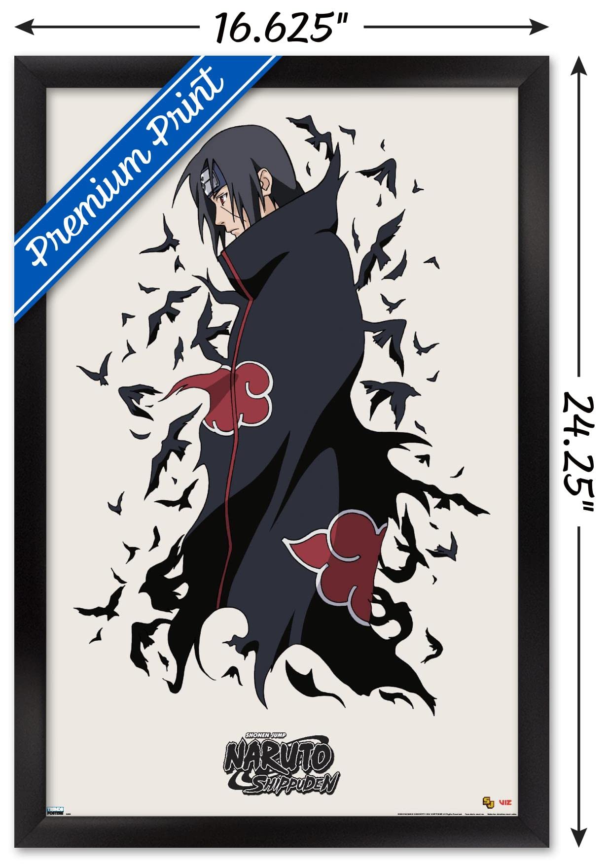 Trends International Naruto Shippuden - Itachi Wall Poster, 14.725'' X 22.375'', Black Framed Version