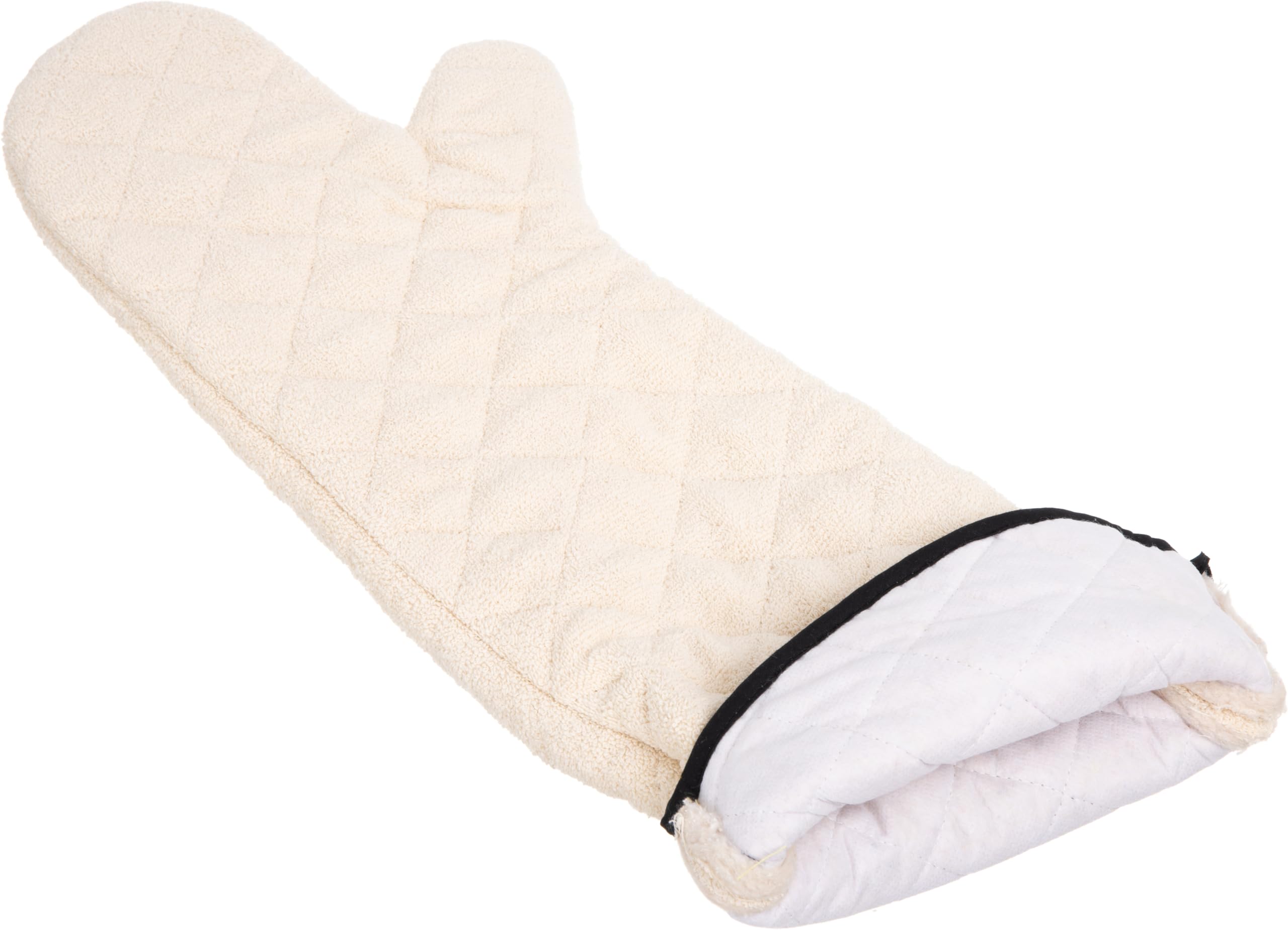 San Jamar Oven Mitt Long Oven Glove With Angled Cuff For Kitchens And Restaurants, Cotton, 24 Inches, Tan