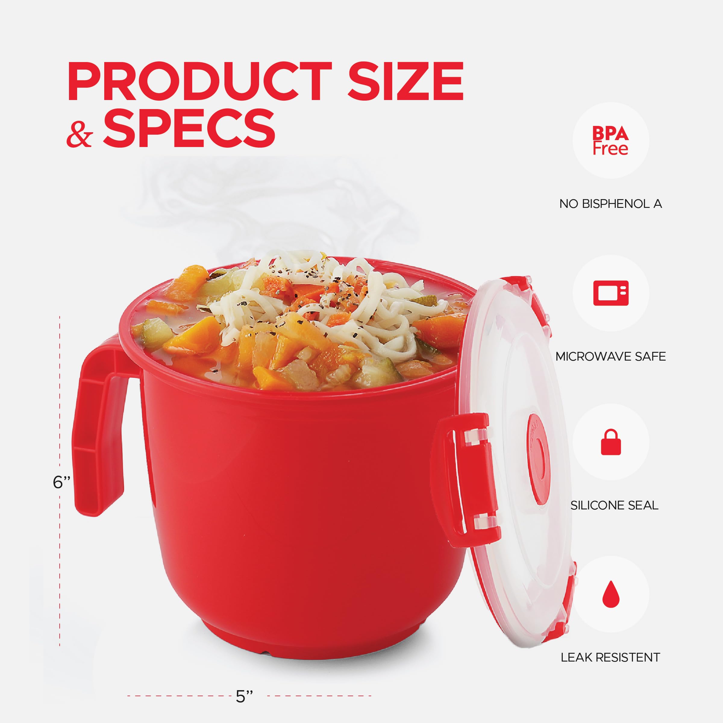 Tafura Microwave Bowl With Lid [Pack Of 2] | Microwavable Soup Bowl With Cover | Noodle Bowl | Christmas Soup Cup Microwave-Safe