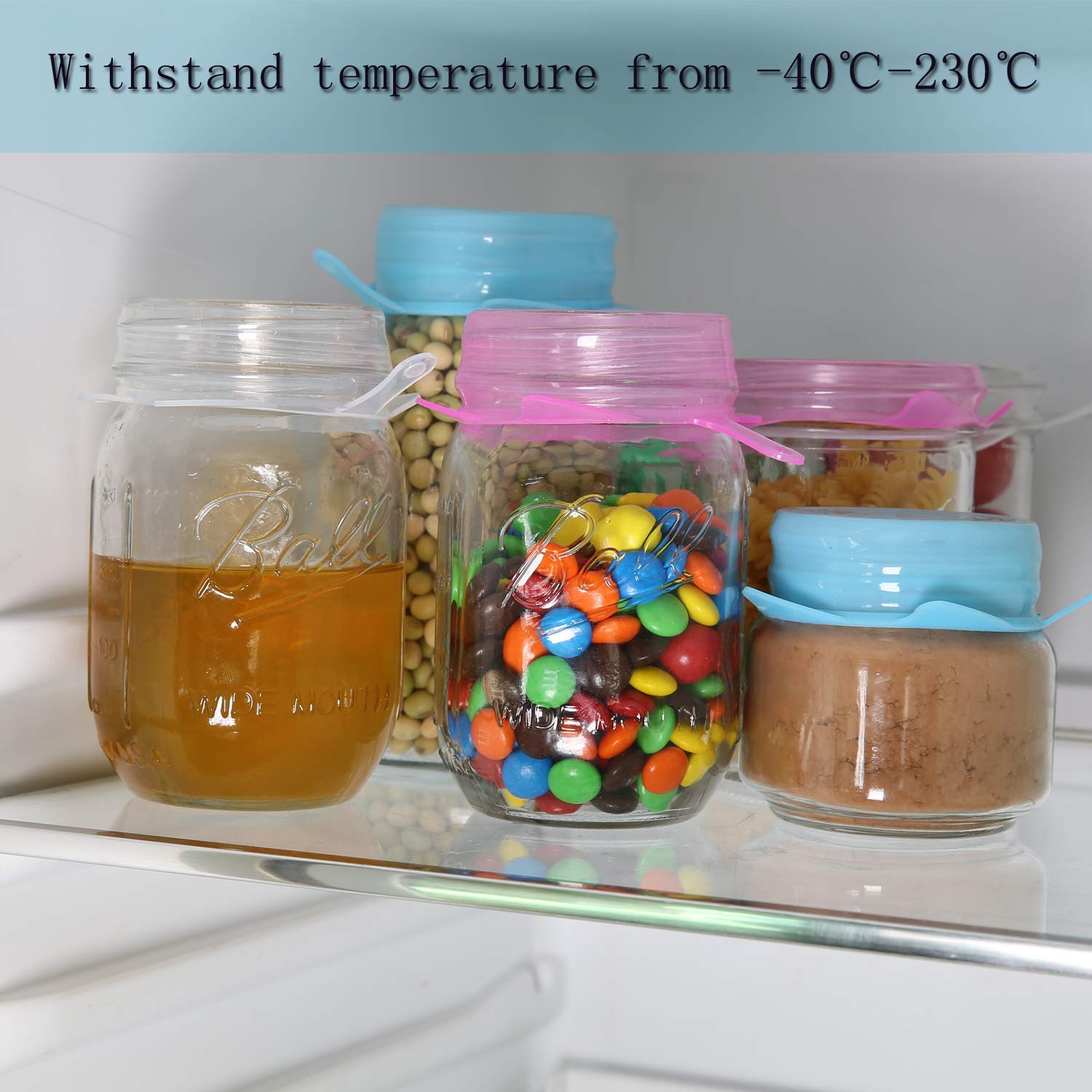 Small Silicone Stretch Lids 5 Pack Of 2.5 Inch Reusable Stretch Cover, Silicone Stretch And Seal Lids Fit For 2.6 To 3.4 Inch Ca
