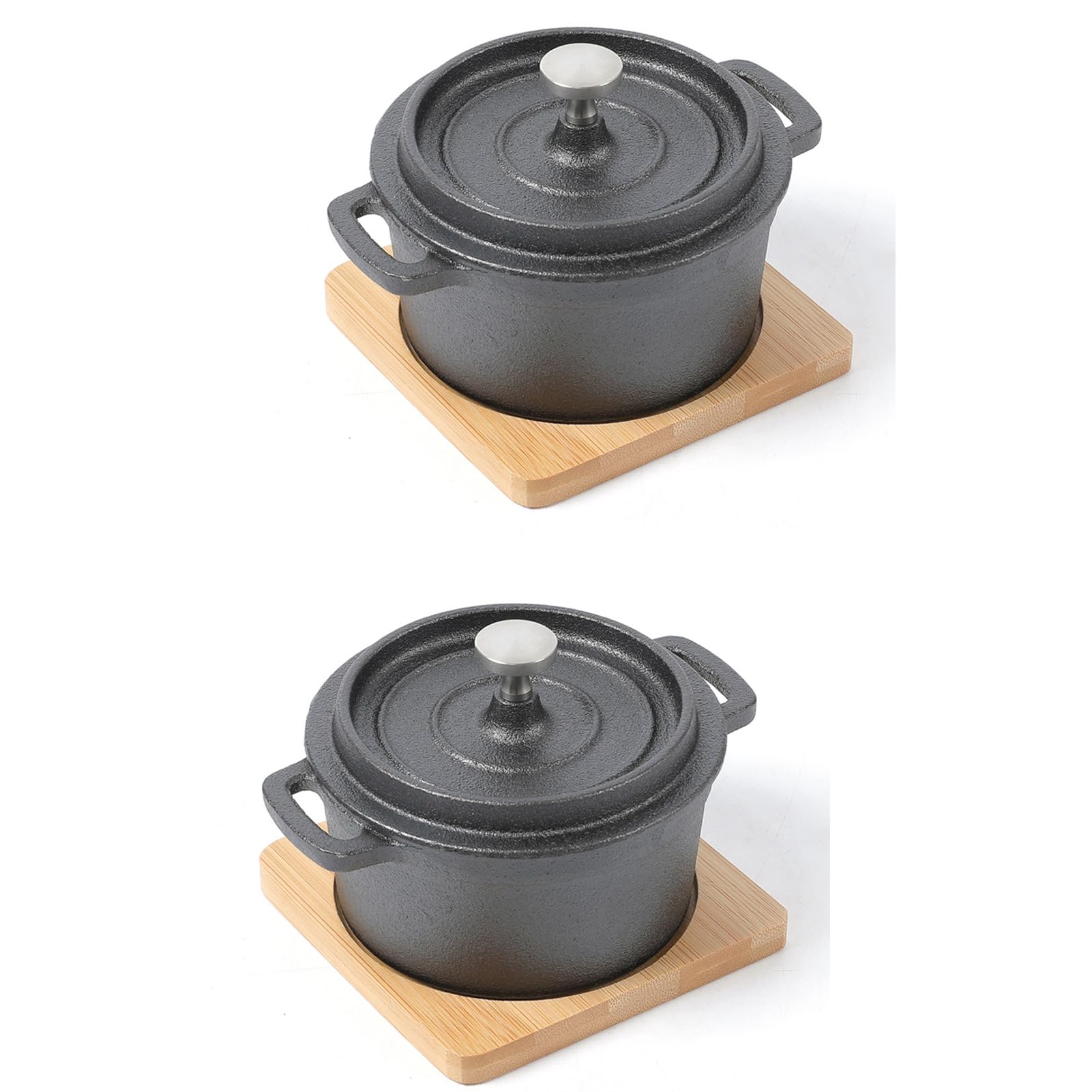 Hawok Cast Iron Sauce Pan With Lid 270Ml/9.13Oz/1.08Cups Mini Dutch Oven Black Set Of 2