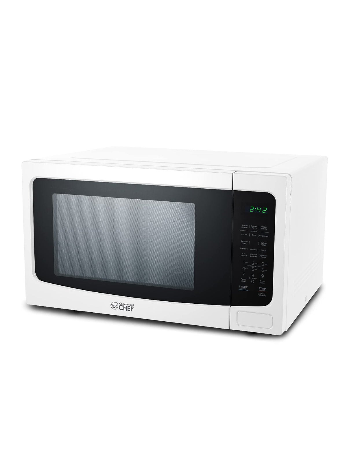 Commercial Chef Small Microwave 1.6 Cu. Ft. Countertop Microwave With Touch Controls & Digital Display, White Microwave & 10 Pow