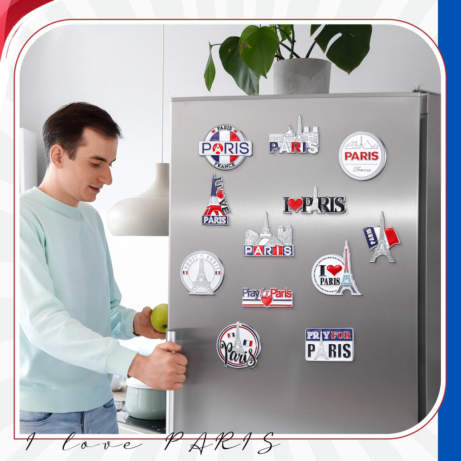 Konohan 12 Paris Magnet for Refrigerator Eiffel Tower Magnetic Souvenirs France Travel Gifts Decorative Magnet Collectible Souve