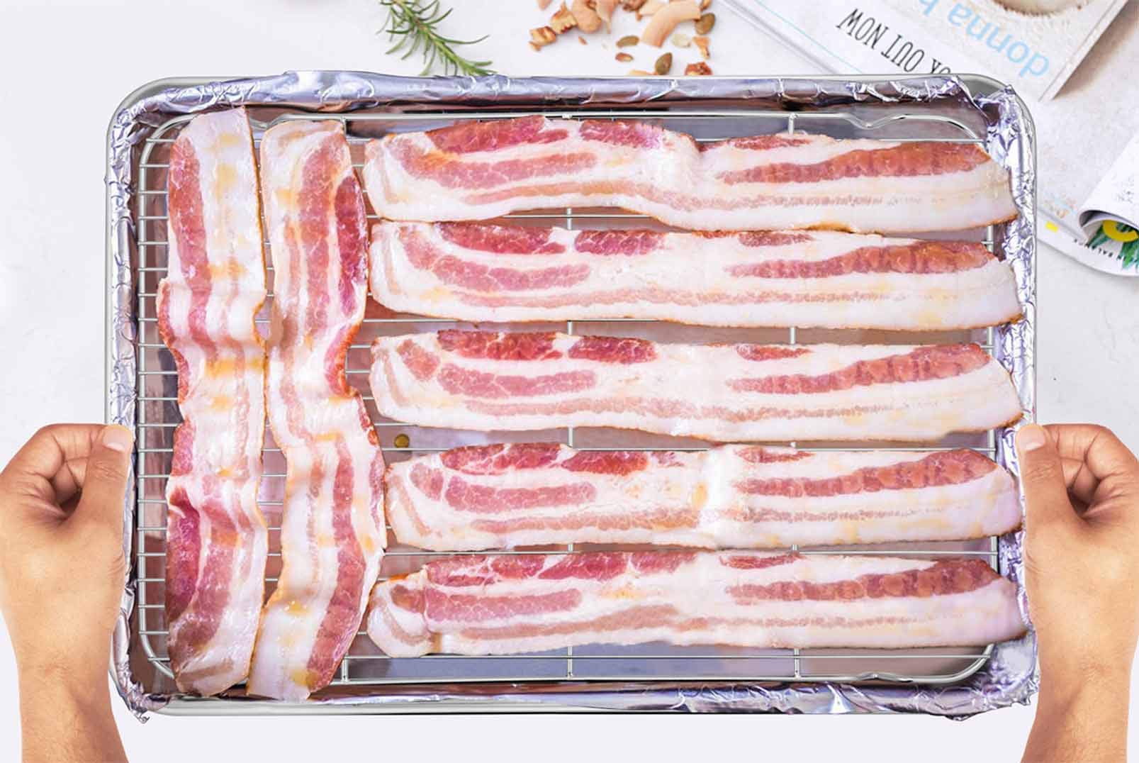 Teamfar Baking Sheet With Rack Set (2 Pans + 2 Racks), Stainless Steel Baking Pan Cookie Sheet With Cooling Rack, Non Toxic & He