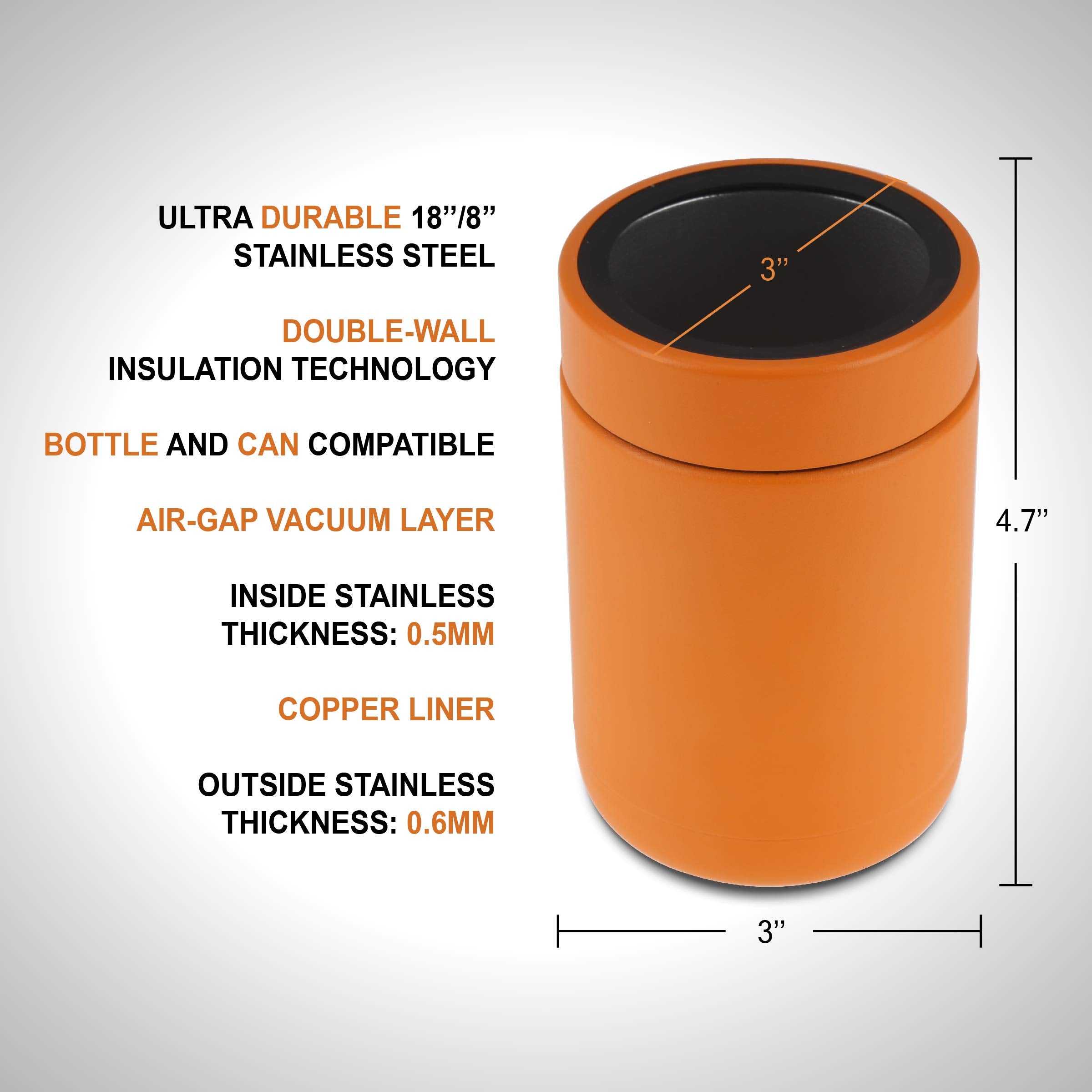 Tahoe Trails Stainless Steel 12Oz Vacuum Insulated Can And Bottle Cooler | Double Wall Can Cooler For Cans And Bottles | Copper