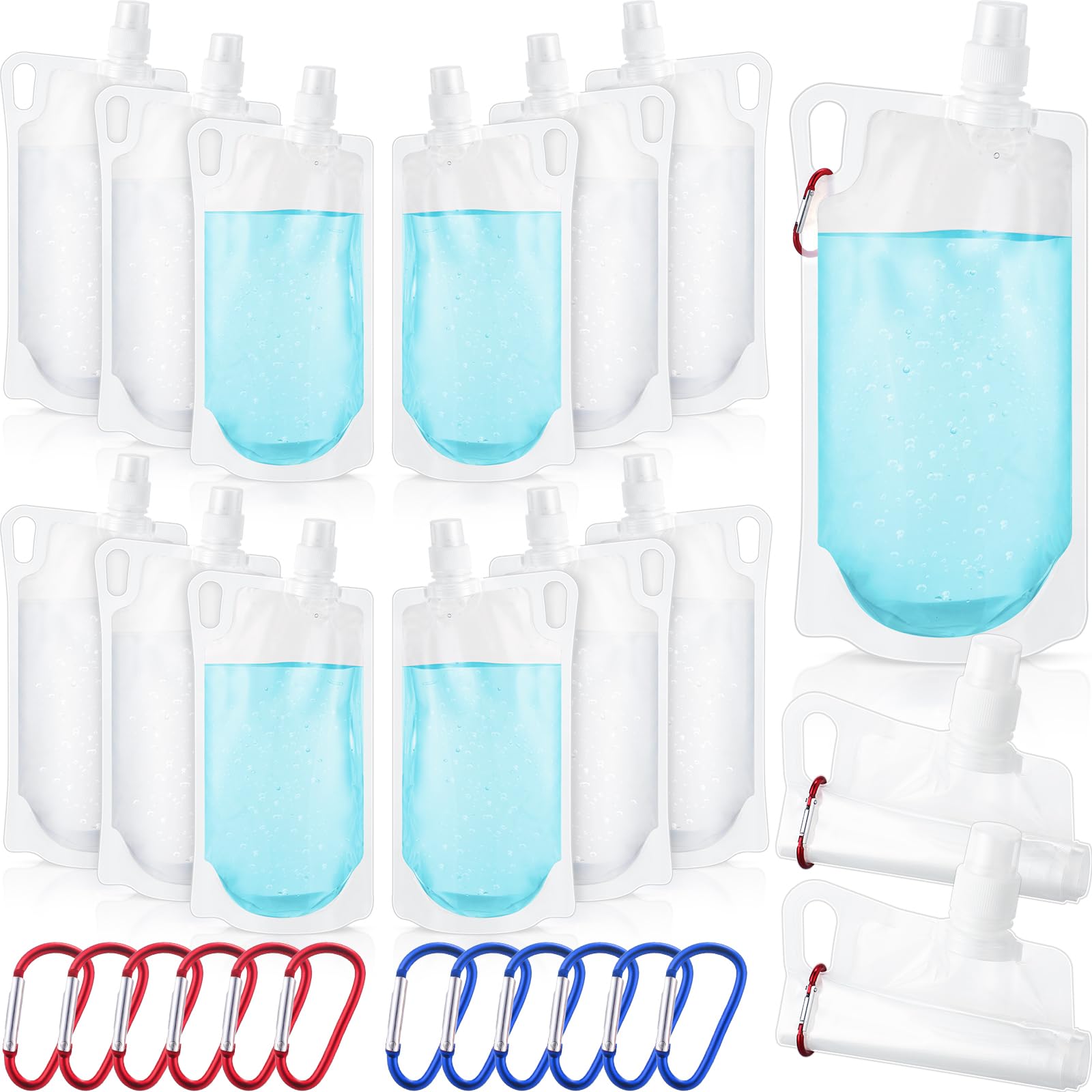 Maxdot 12 Pack 1l Travel Water Bottles 33 oz Water Pouches Set