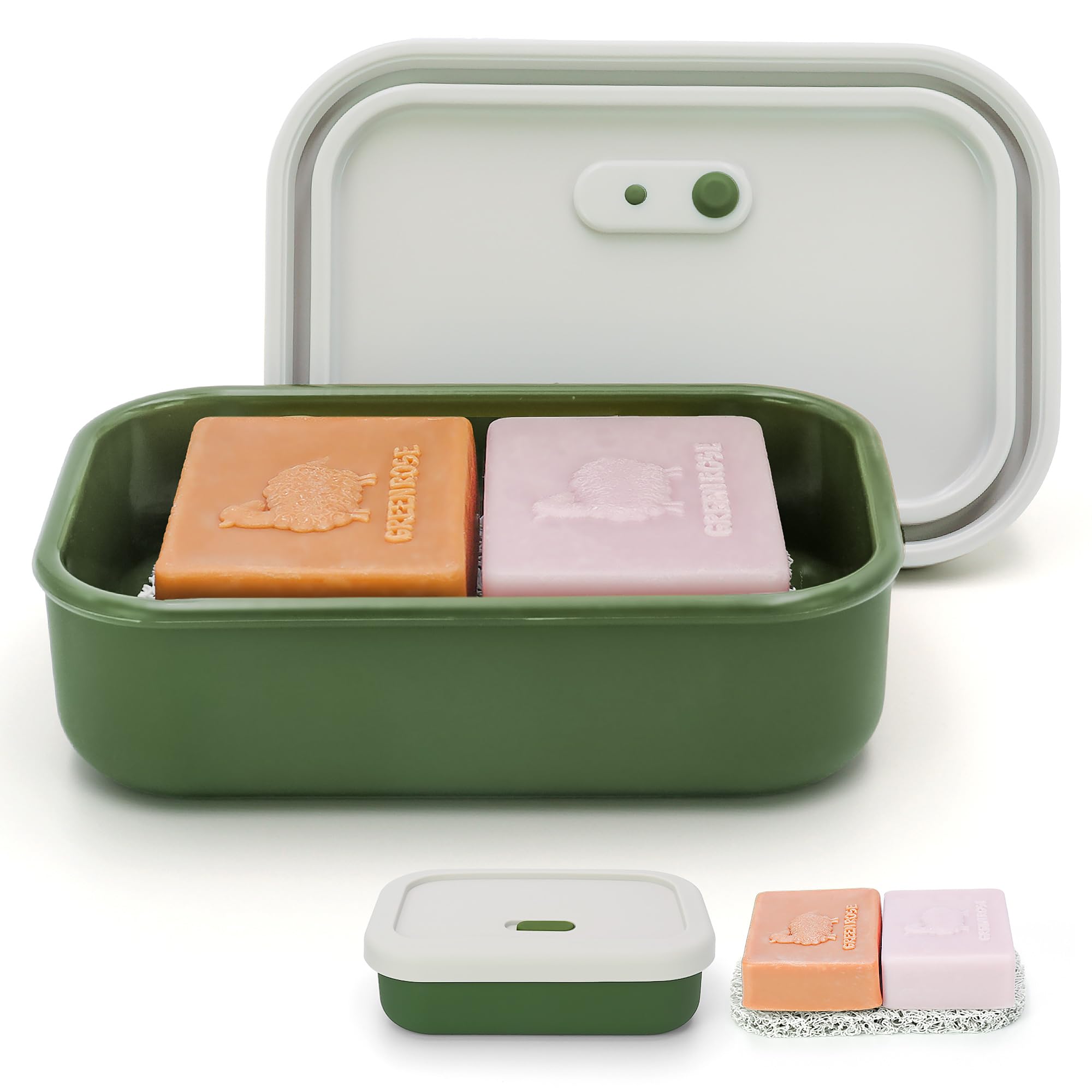 Aidimming Silicone Enhanced Leak Proof Travel Soap Case, Shampoo Bar Holder, Large Bar Soap Box, Portable Soap Dish With Drainin