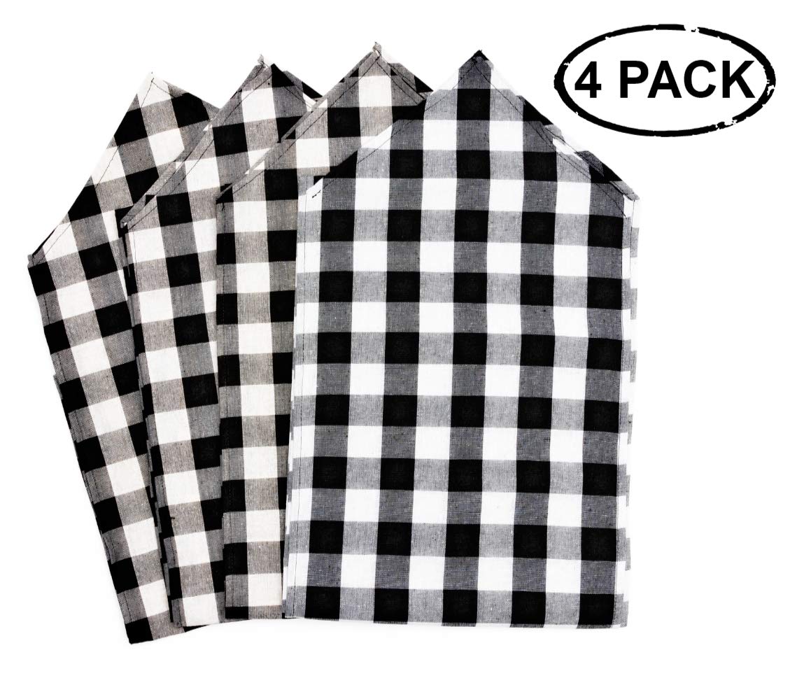 4 Pack Buffalo Check Table Runners White And Black Plaid Table Runner For Christmas Dinner, Lumberjack Party, Outdoor Or Indoor