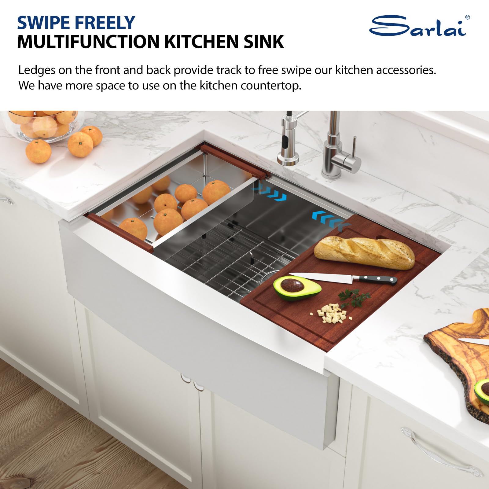 33 Farmhouse Sink Stainless Steel - Sarlai 33 x 22 Inch Farm Kitchen Sink Ledge Workstation Apron Front Single Bowl 16 Gauge Stainless Steel Luxury Kitchen Farmer Sink