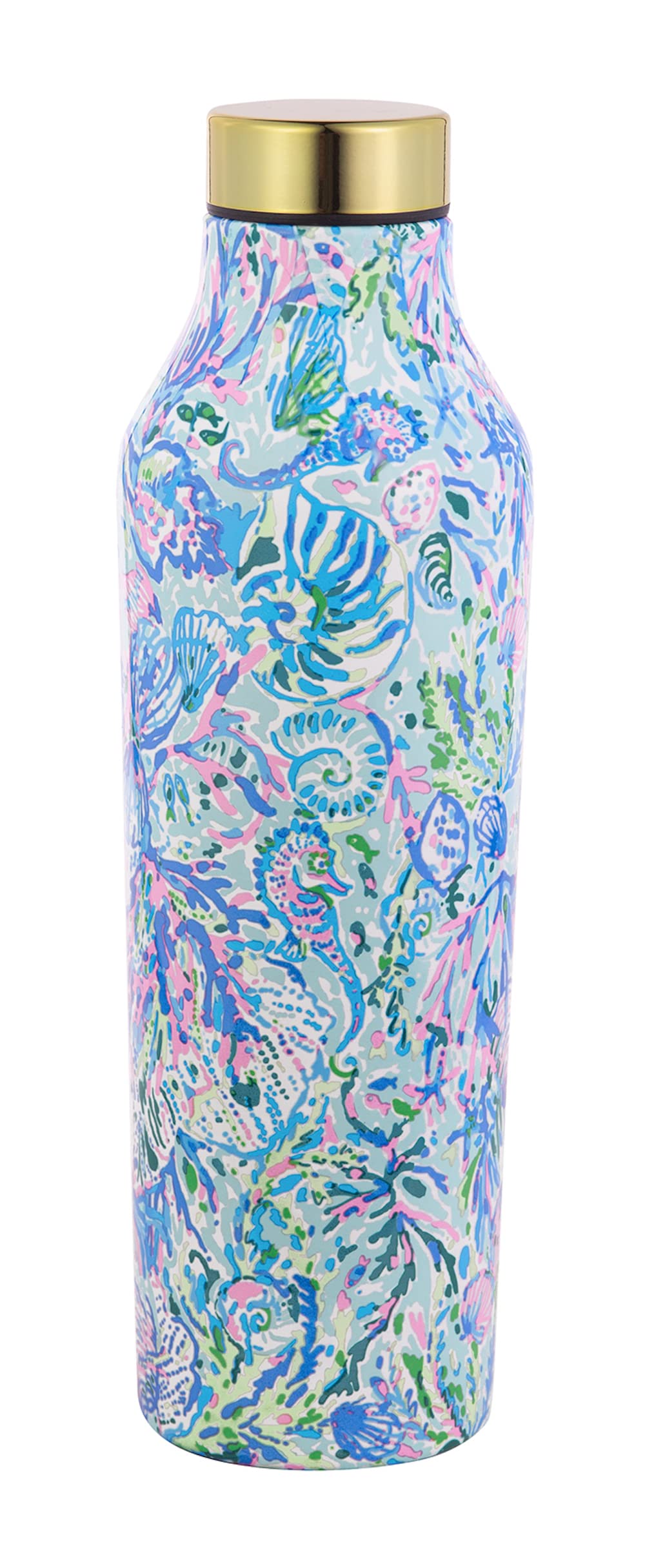 Lilly Pulitzer Stainless Steel Water Bottle, 18 Oz Metal Water Bottle, Double Wall Insulated Tumbler With Lid, Soleil It On Me