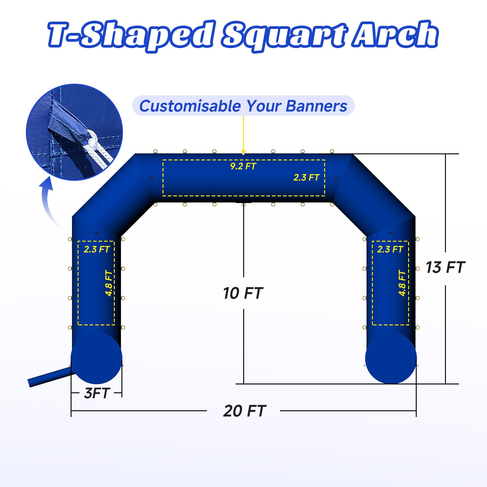 Cinnliy 20Ft Inflatable Archway,Blue Inflatable Start and Finish Arch Outdoor,Sport Blow up Arch Inflatable for Race Outdoor Spo