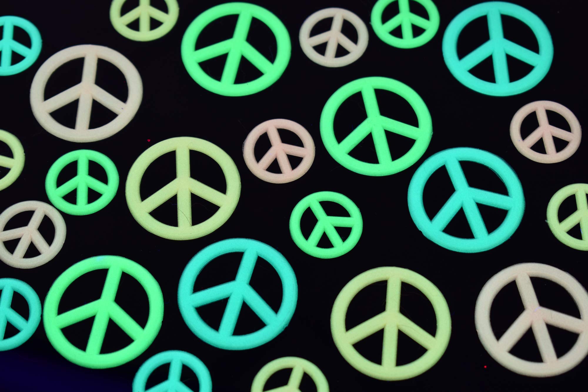 DirectGlow 24 Piece Glow in The Dark Peace Signs Multicolor Wall Decor