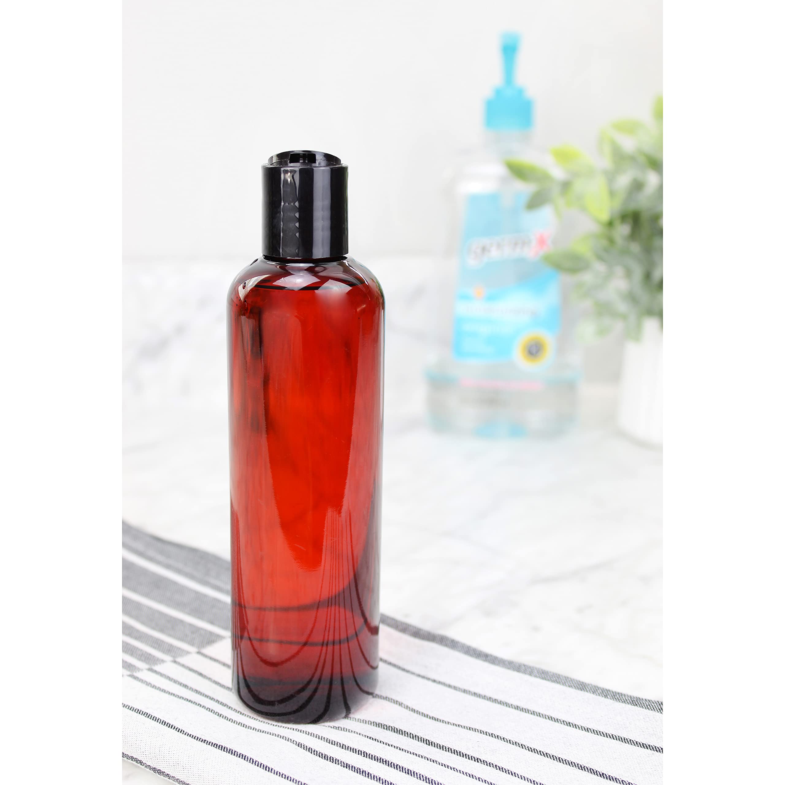 Cornucopia Brands 8Oz Empty Plastic Bottles With Disc Top Flip Cap (6 Pack); Bpa-Free Containers For Shampoo, Lotions, Liquid Bo