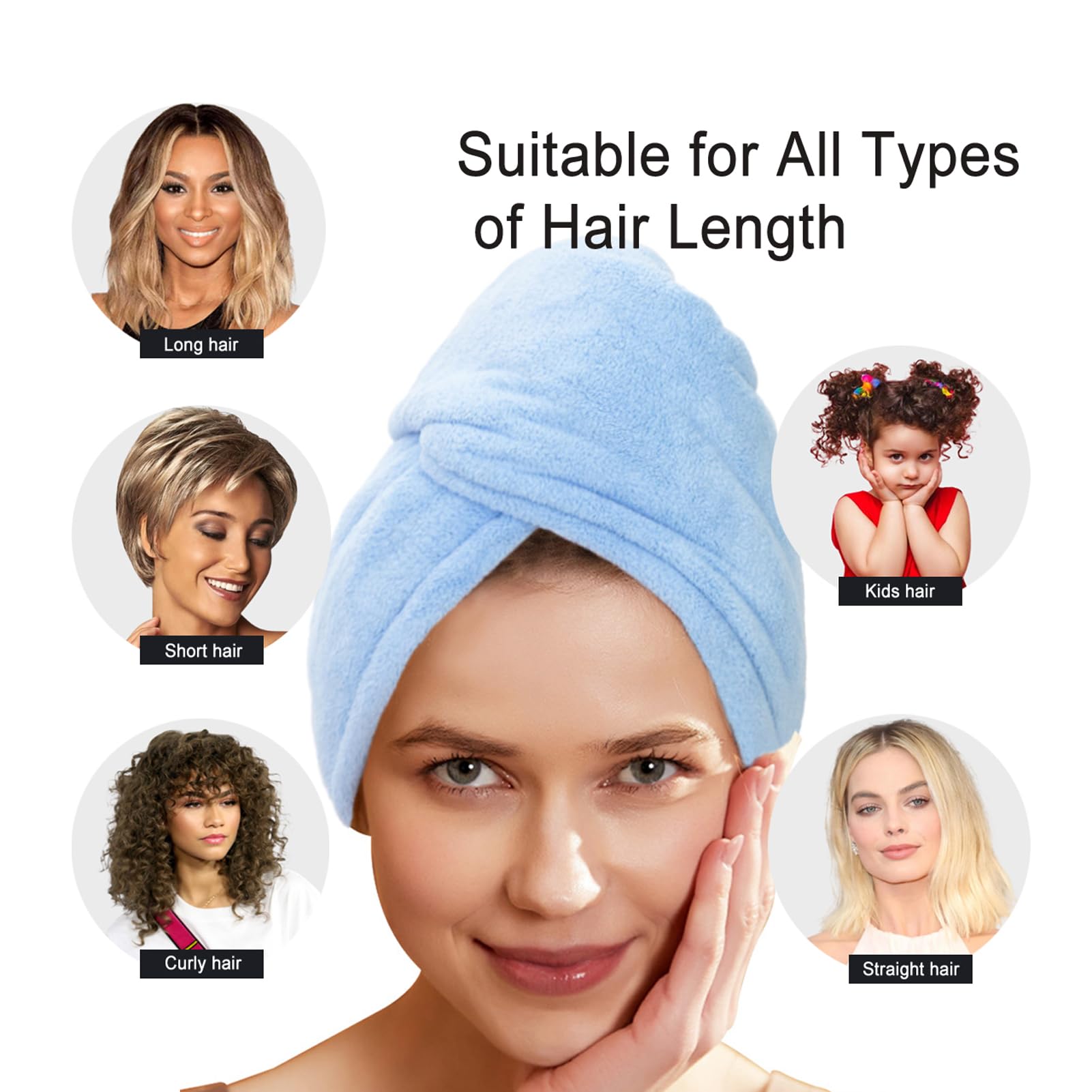 SURPRISE PIE 2 Pack Women Microfiber Hair DryingTowel Wrap, Super Absorbent Anti-frizz Head Turban Towel for Wet, Long,Curly Hai