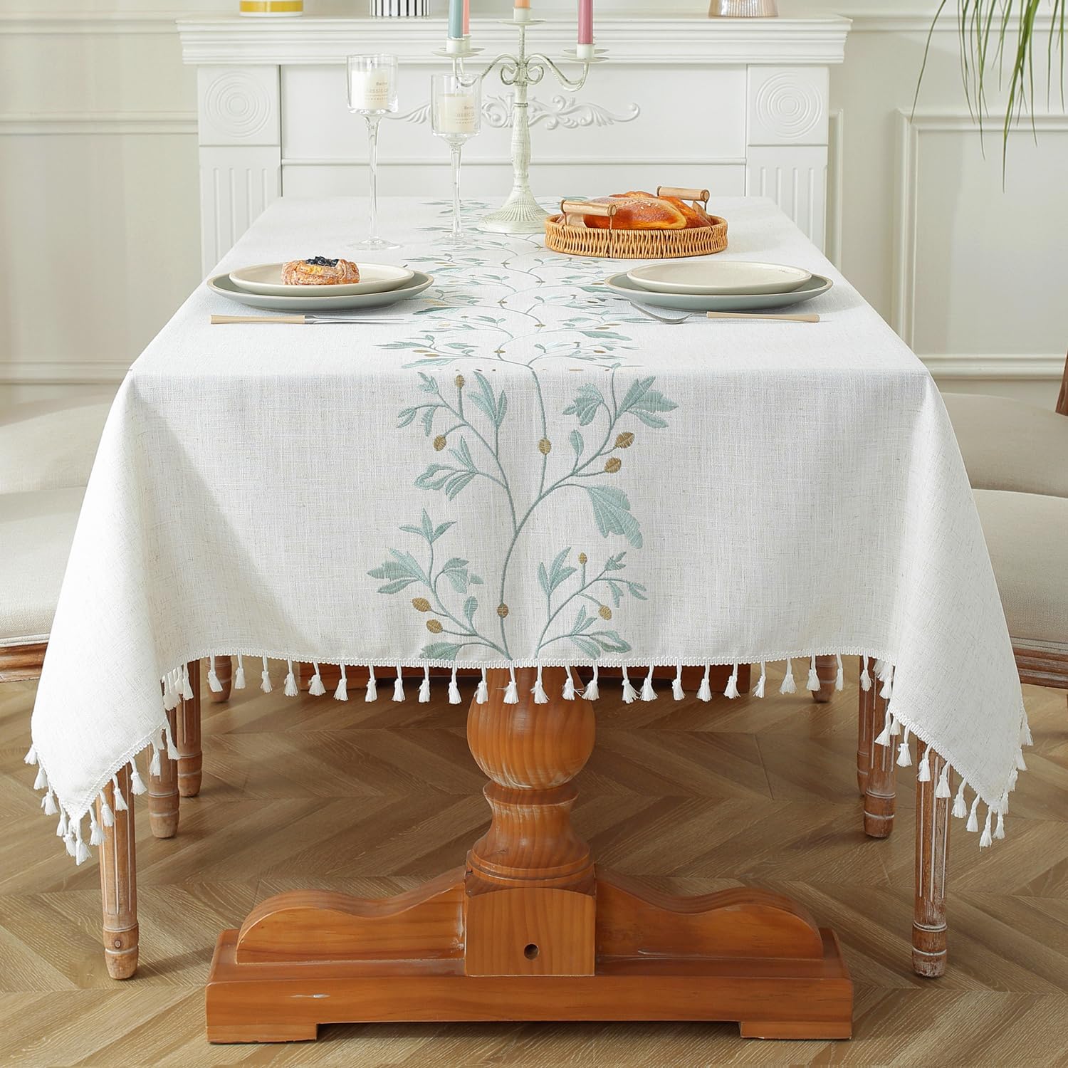 Tewene Tablecloth, Rectangle Table Cloth Wrinkle Free Tablecloth Farmhouse Tablecloth Linen Tablecloths Spring Tablecloth For Pi