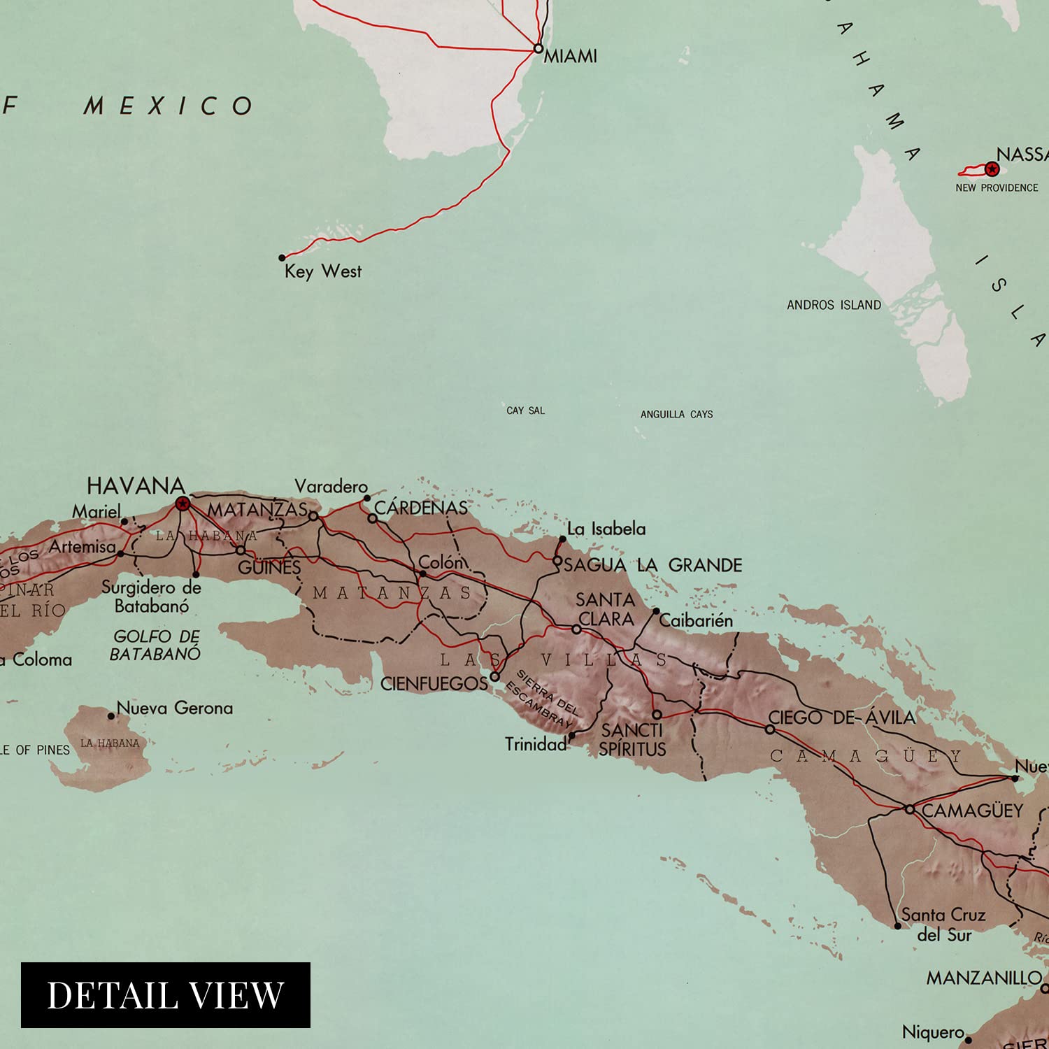 Historix Vintage 1962 Cuba Map Print - 24X24 Inch Vintage Map Of Cuba Poster - Old Mapa De Cuba Wall Art - Republic Of Cuba Hist
