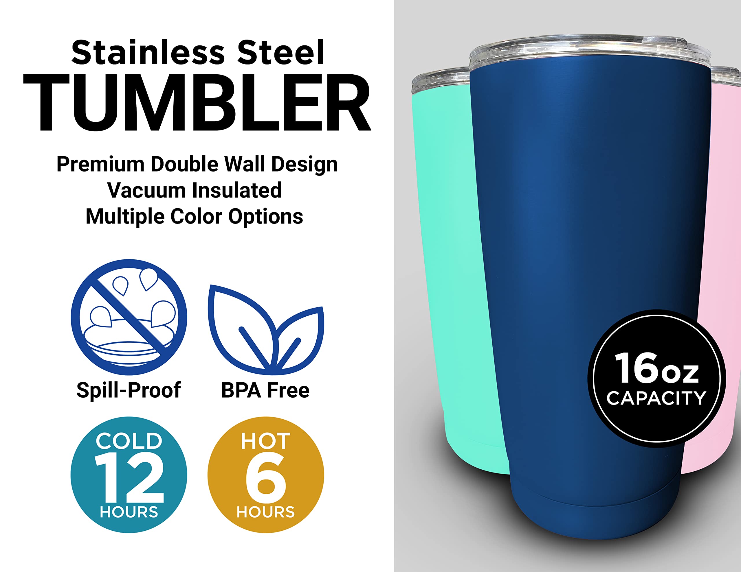 Tarleton State University 16 Oz Black Insulated Stainless Steel Tumbler Glossy Brushed Finish Officially Licensed Collegiate Pro
