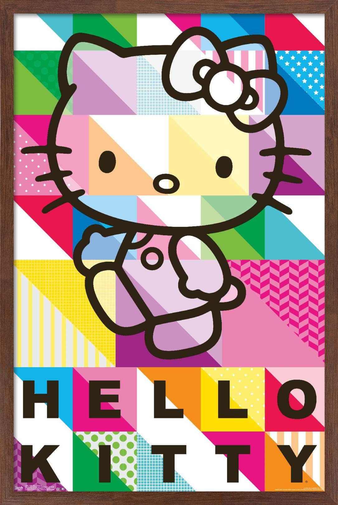Trends International Hello Kitty - Patterns Wall Poster, 14.725'' X 22.375'', Mahogany Framed Version