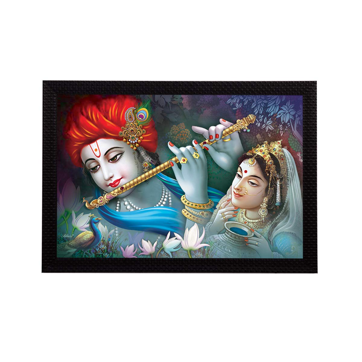 Ecraftindia Radha Krishna Satin Matt Texture Uv Art Painting (Synthetic Wood, 27.94 Cm X 35.56 Cm, Fpr2A6304)