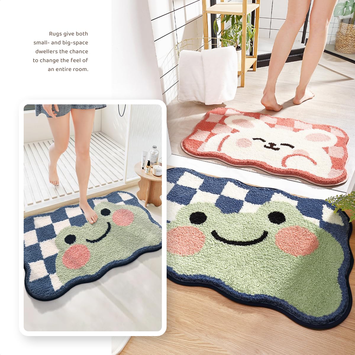Molesun Frog Bathroom Rug Mat, Extra Soft Absorbent Bath Rug, Non-Slip Comfortable Bath Mat, Animal Carpet For Tub, Shower, Bath