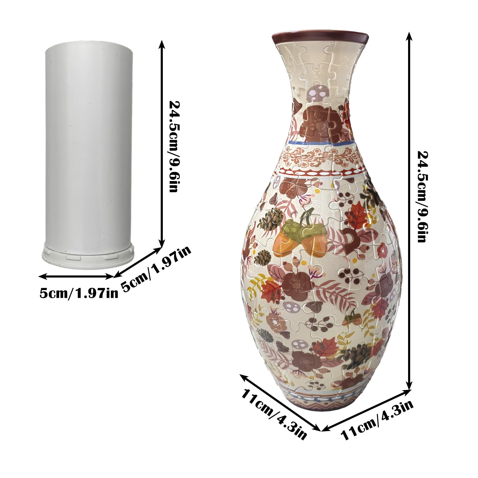 HHSME 3D Puzzle Vase - Unique Autumn Flower Vase, 160 Curved Plastic Pieces, DIY Jigsaw Gift for Adults, Model SH1689