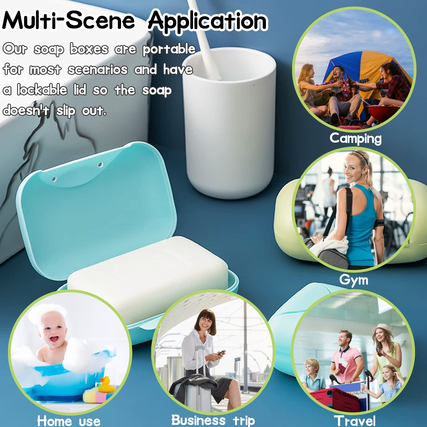 10 Pcs Soap Box Holder,Plastic Travel Soap Dish,Portable Leak Proof Soap Case Container For Bathroom,Camping,Gym,Business Trip,1