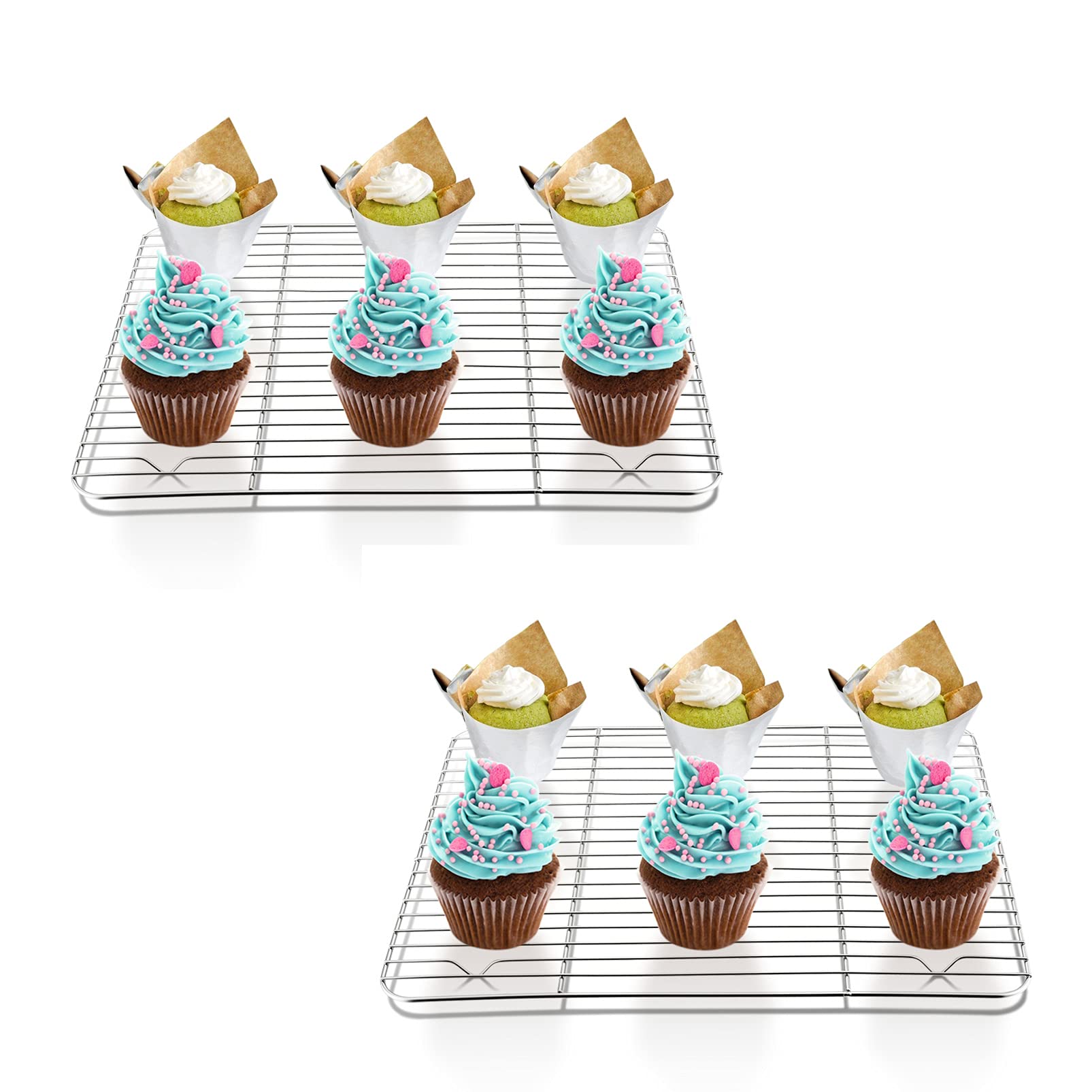 P&P Chef Cooling Cooking Racks, Stainless Steel Wire Baking Rack Set Of 4, 9.7 ' 'X 7.3 ' ' Roasting Rack For Small Toaster Oven