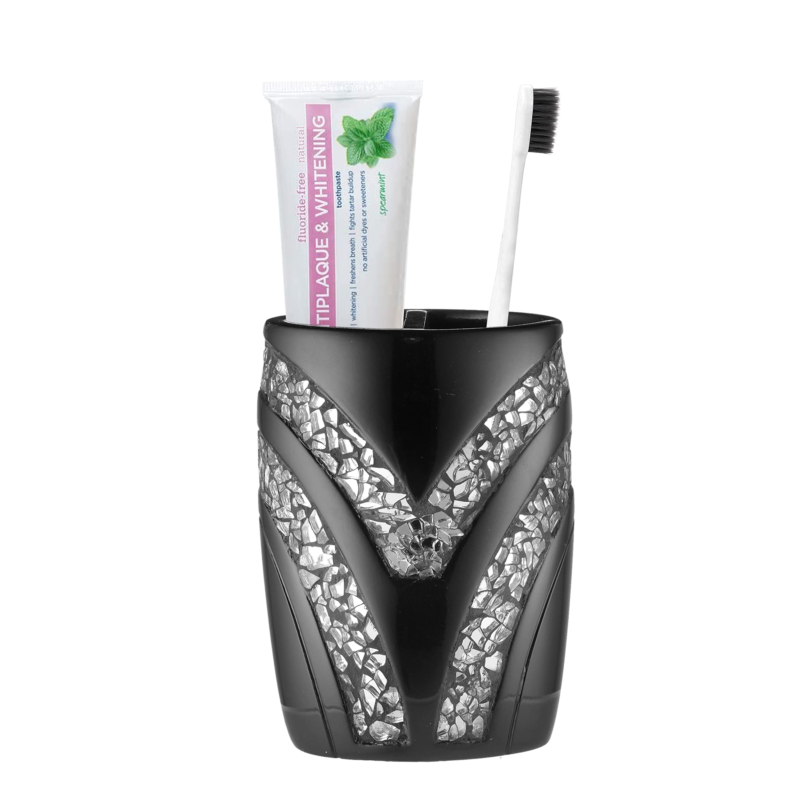 Zahari Home Sinatra Bath Tooth Brush Holder Modern Tooth Brush And Toothpaste Holder, Black