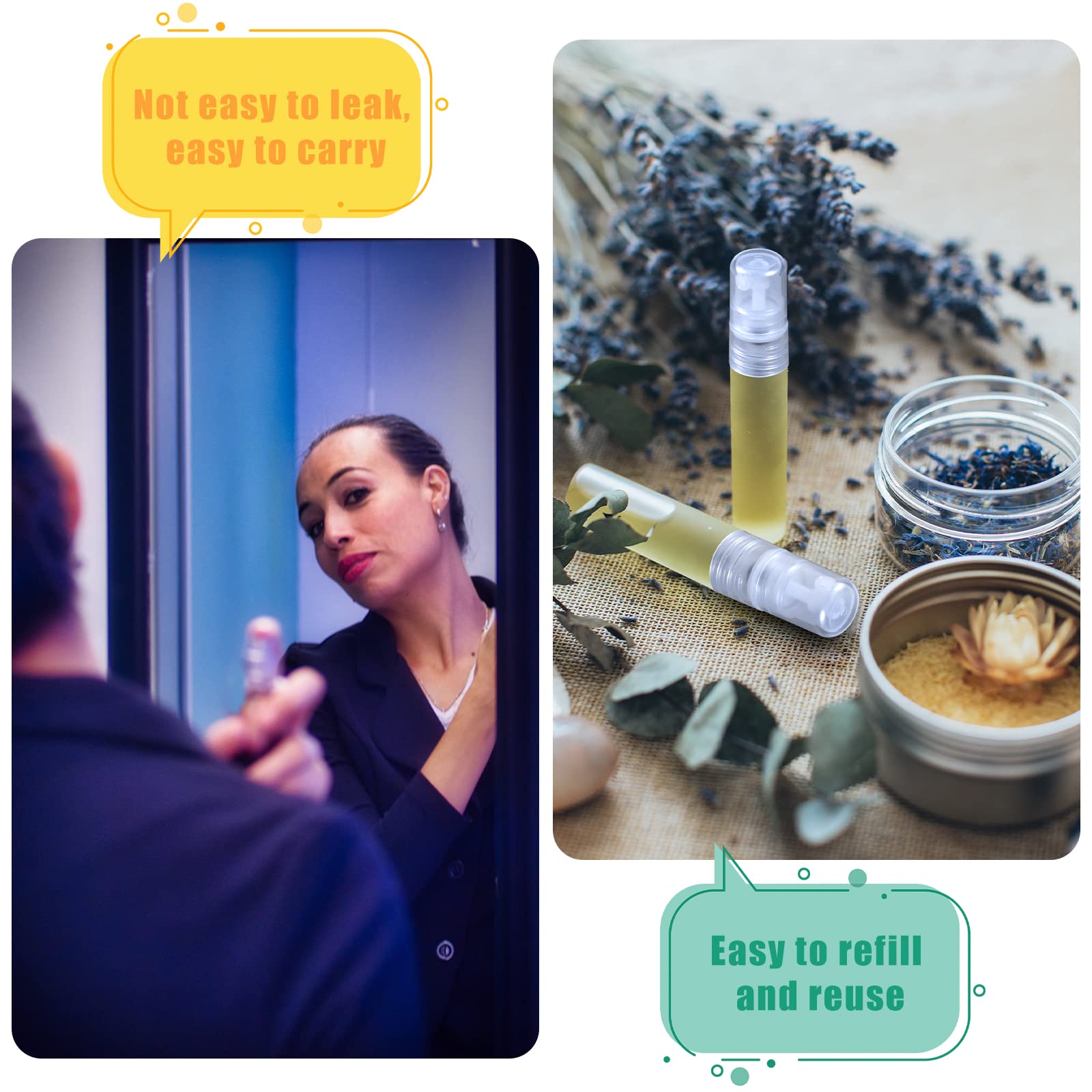 Kinbom 5Pcs 10Ml Perfume Atomizers Refillable, Matte Plastic Small Spray Bottles For Travel Fine Mister Empty Spritzer Bottles F